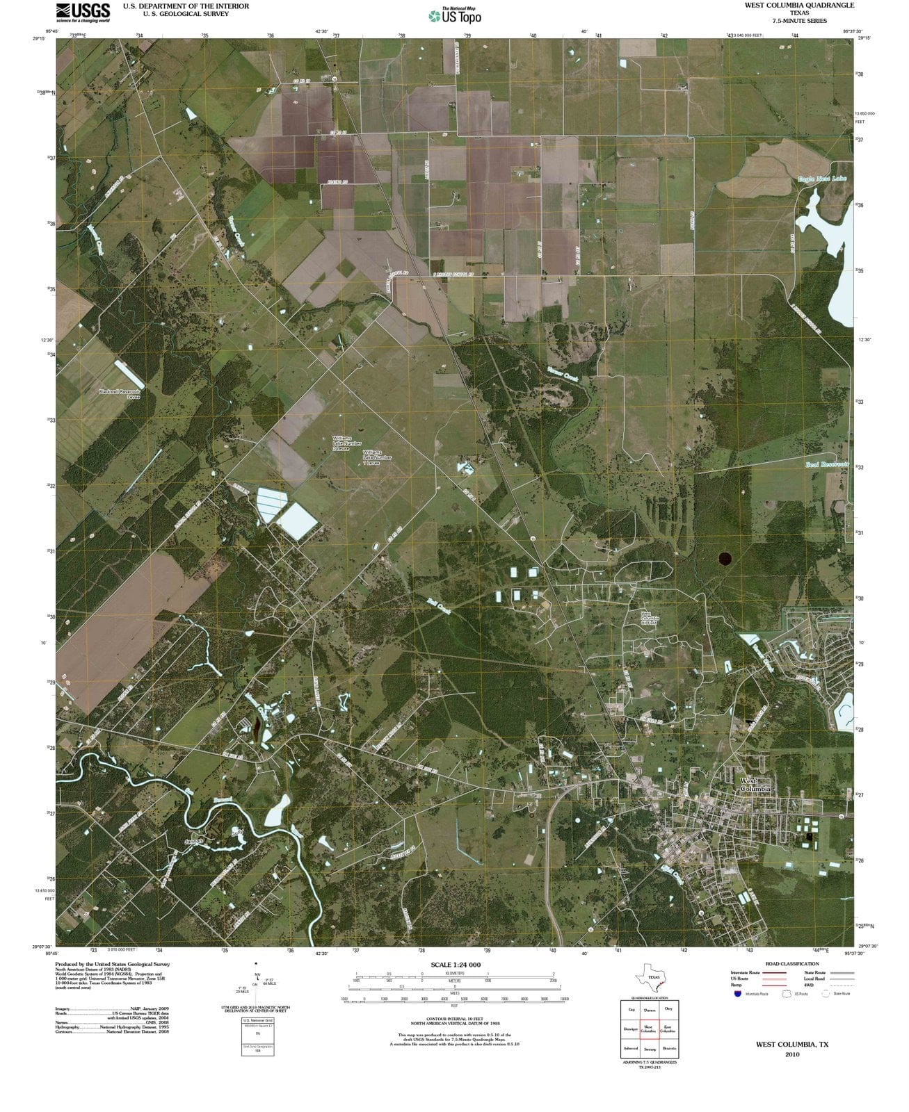 2010 West Columbia, TX - Texas - USGS Topographic Map