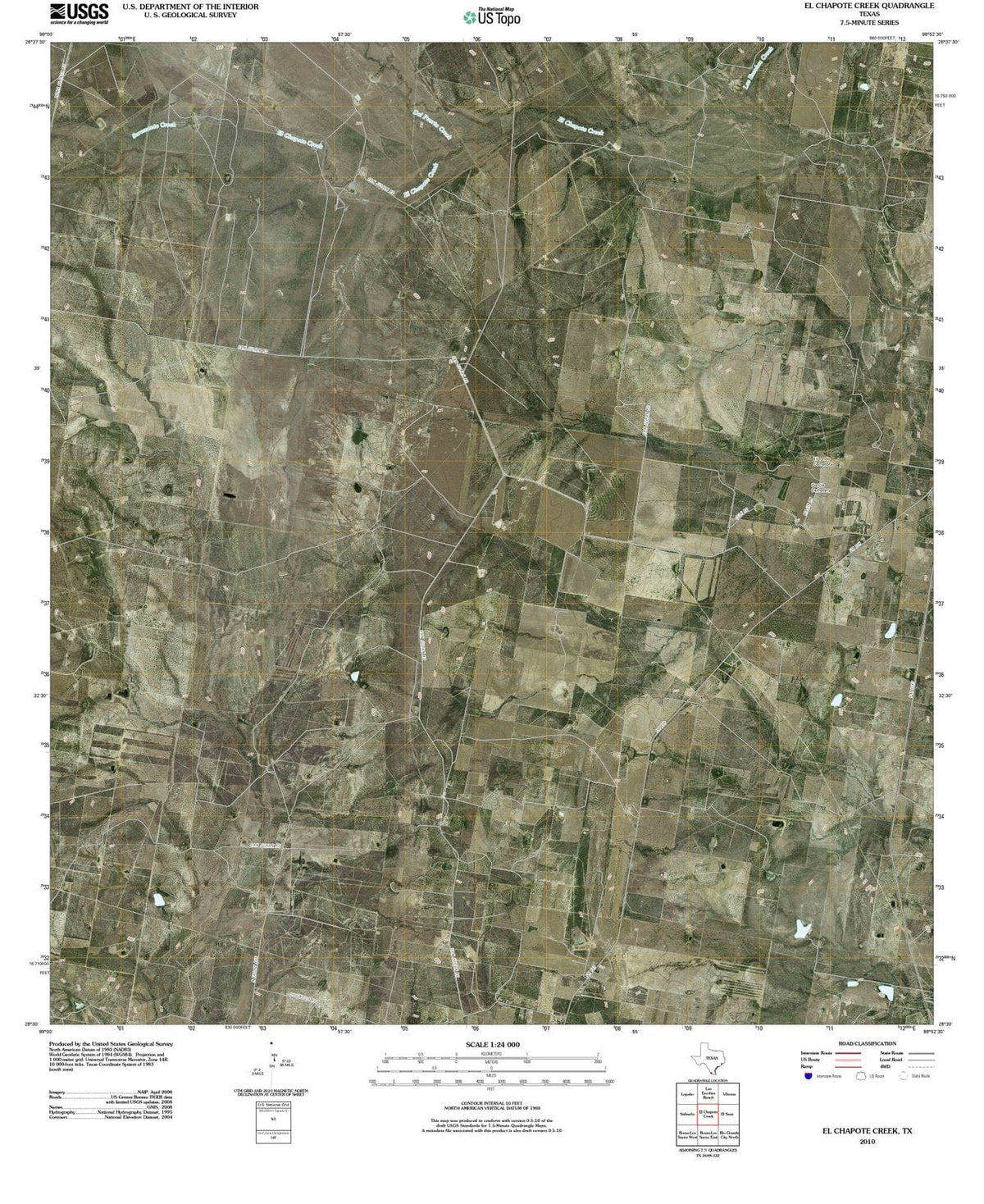 2010 El Chapote Creek, TX - Texas - USGS Topographic Map