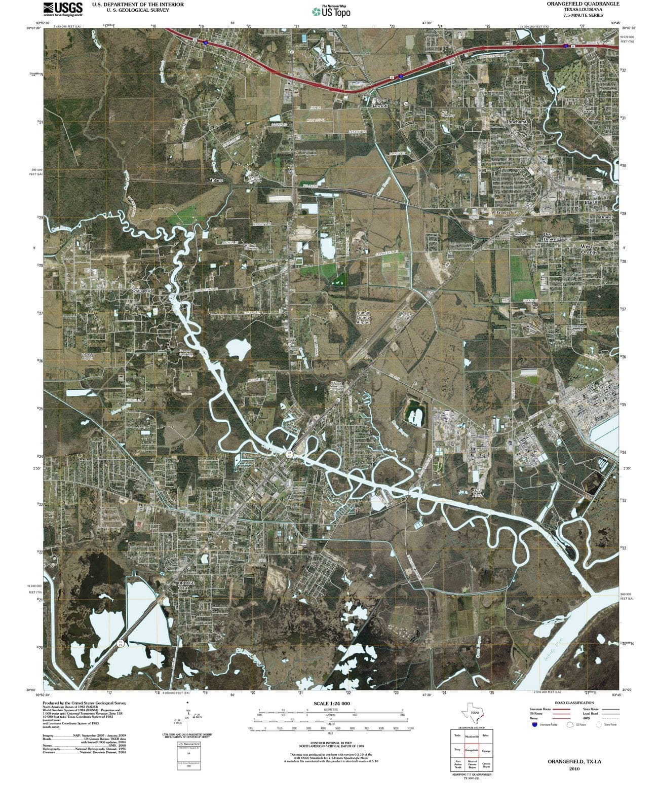 2010 Orangefield, TX - Texas - USGS Topographic Map