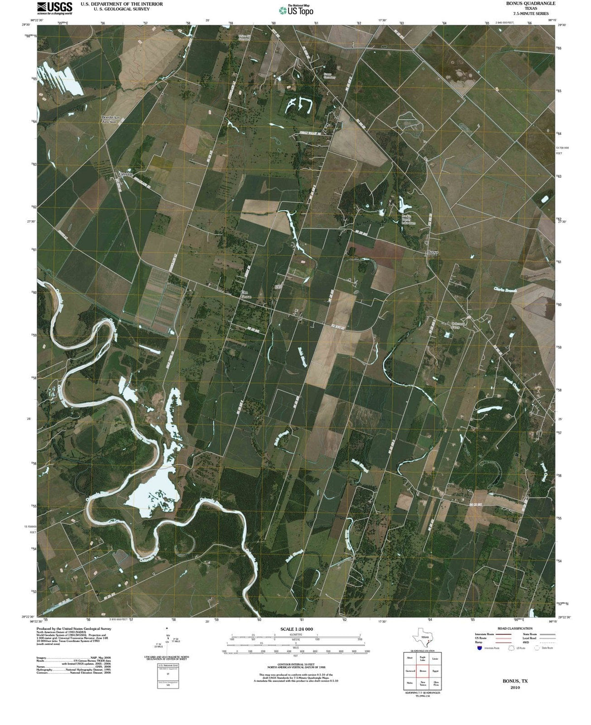 2010 Bonus, TX - Texas - USGS Topographic Map