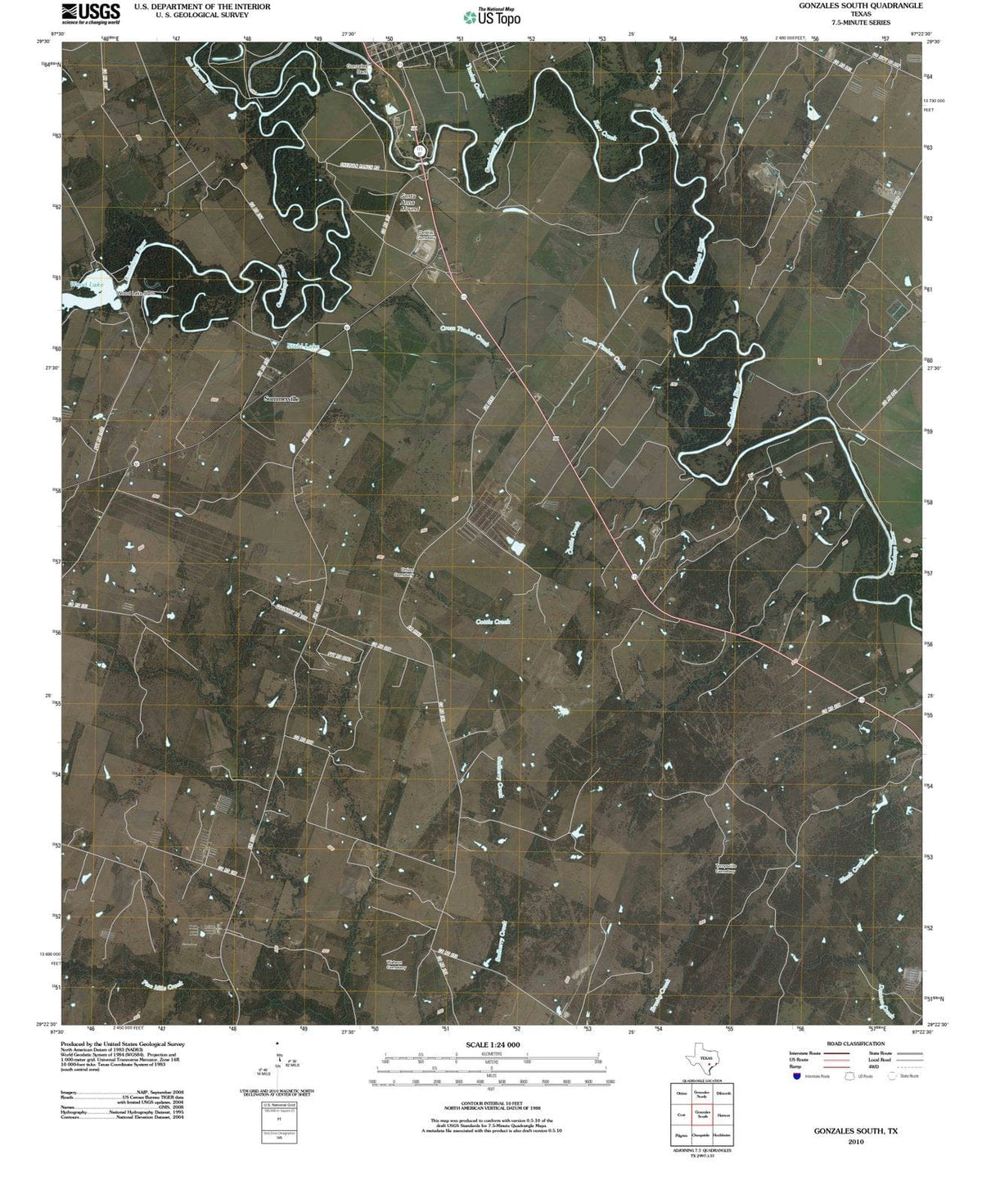 2010 Gonzales South, TX - Texas - USGS Topographic Map