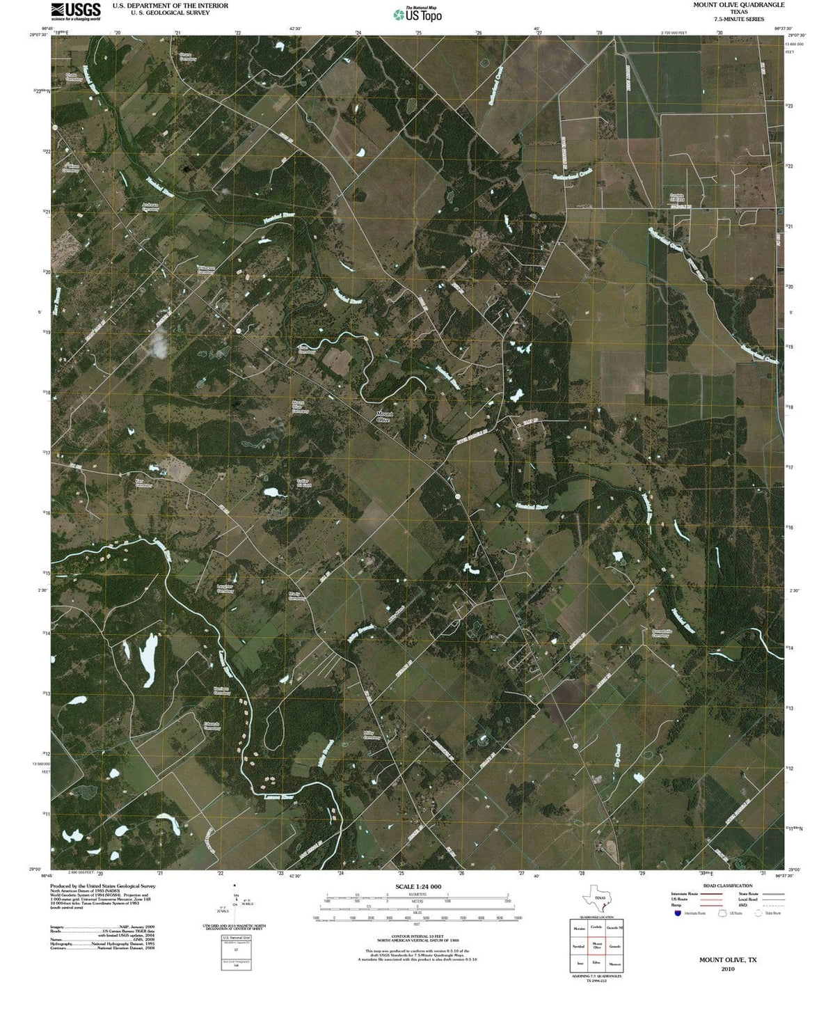 2010 Mount Olive, TX - Texas - USGS Topographic Map