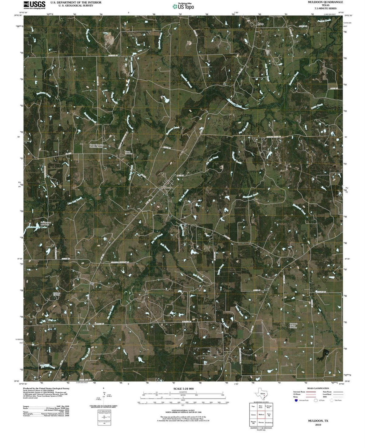 2010 Muldoon, TX - Texas - USGS Topographic Map