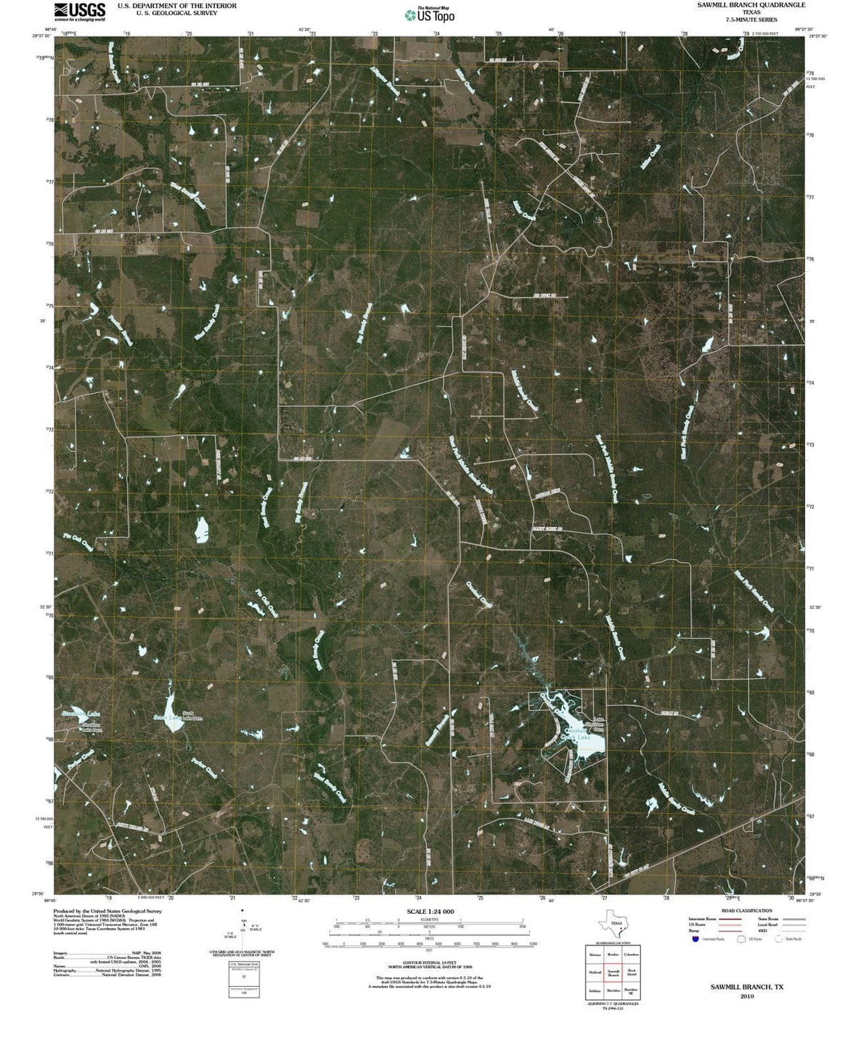 2010 Sawmill Branch, TX - Texas - USGS Topographic Map