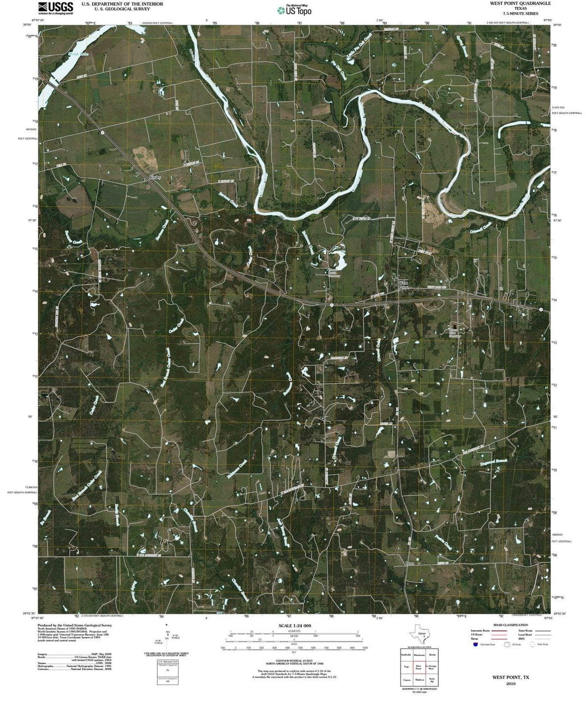 2010 West Point, TX - Texas - USGS Topographic Map