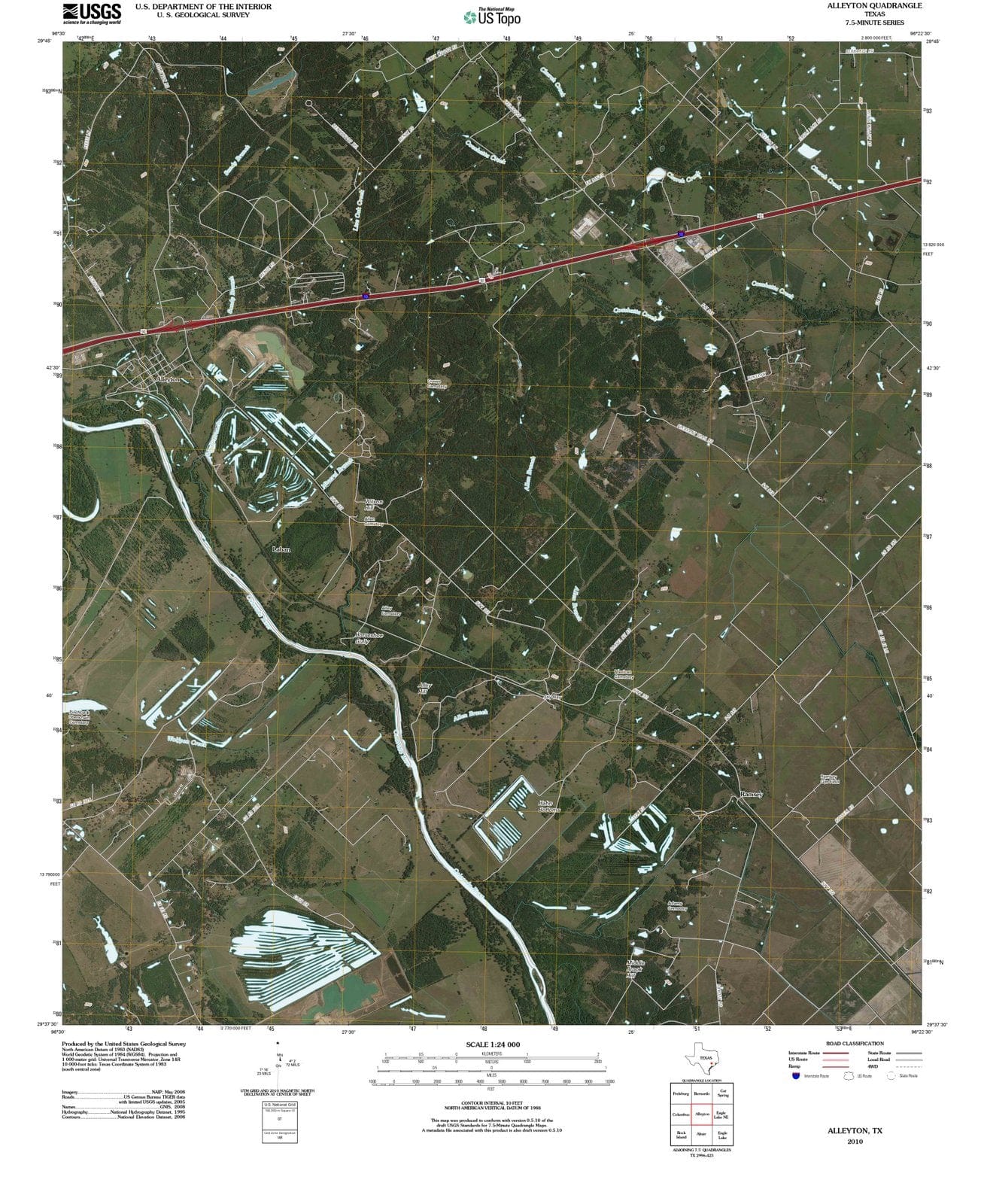 2010 Alleyton, TX - Texas - USGS Topographic Map