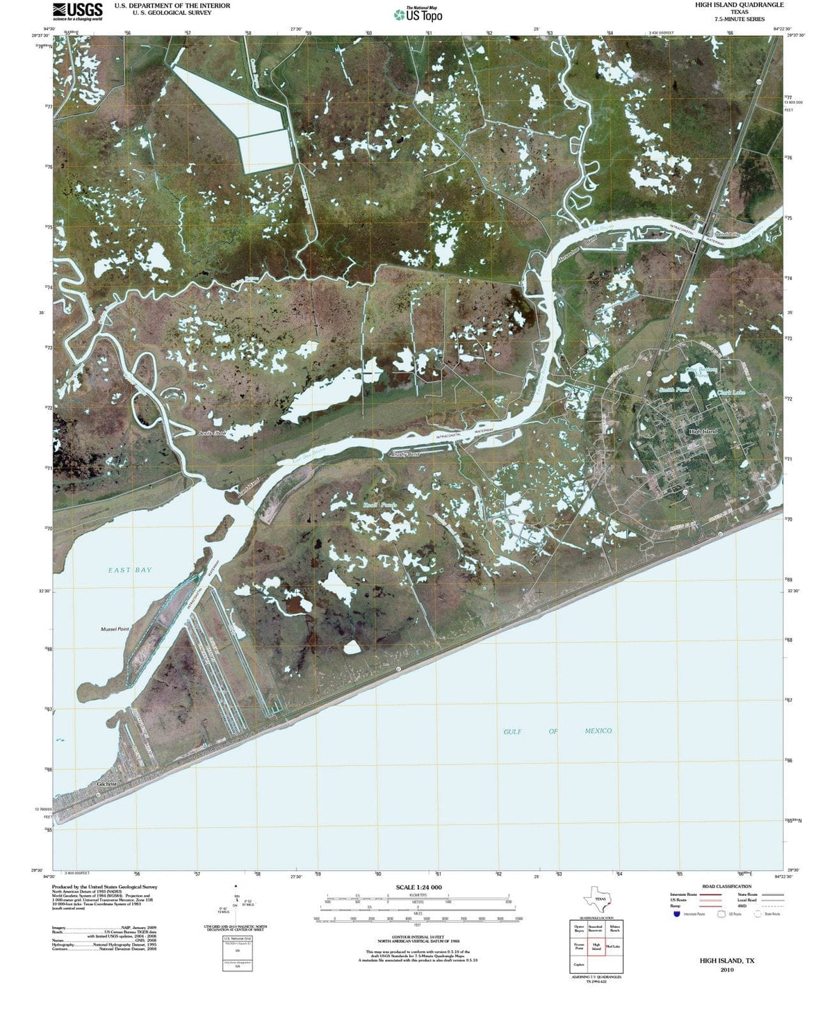 2010 High Island, TX - Texas - USGS Topographic Map