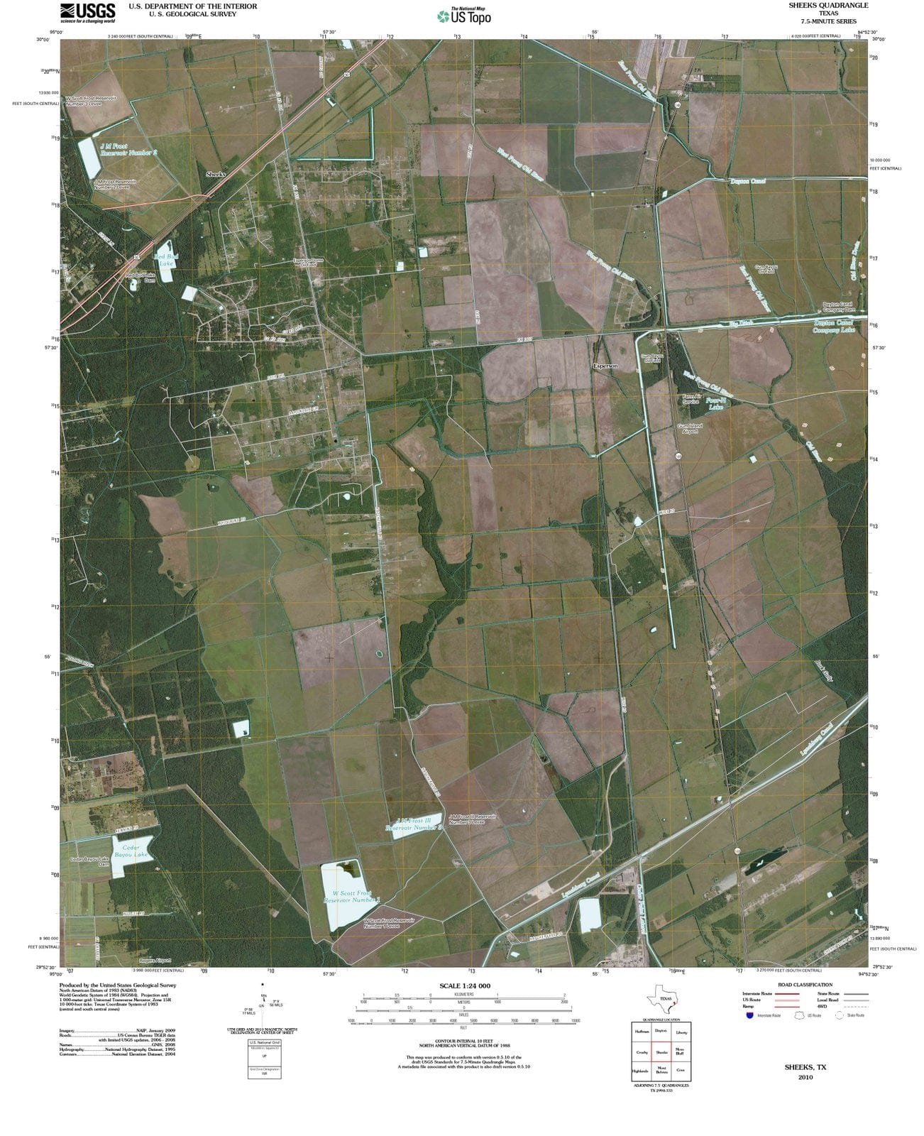 2010 Sheeks, TX - Texas - USGS Topographic Map