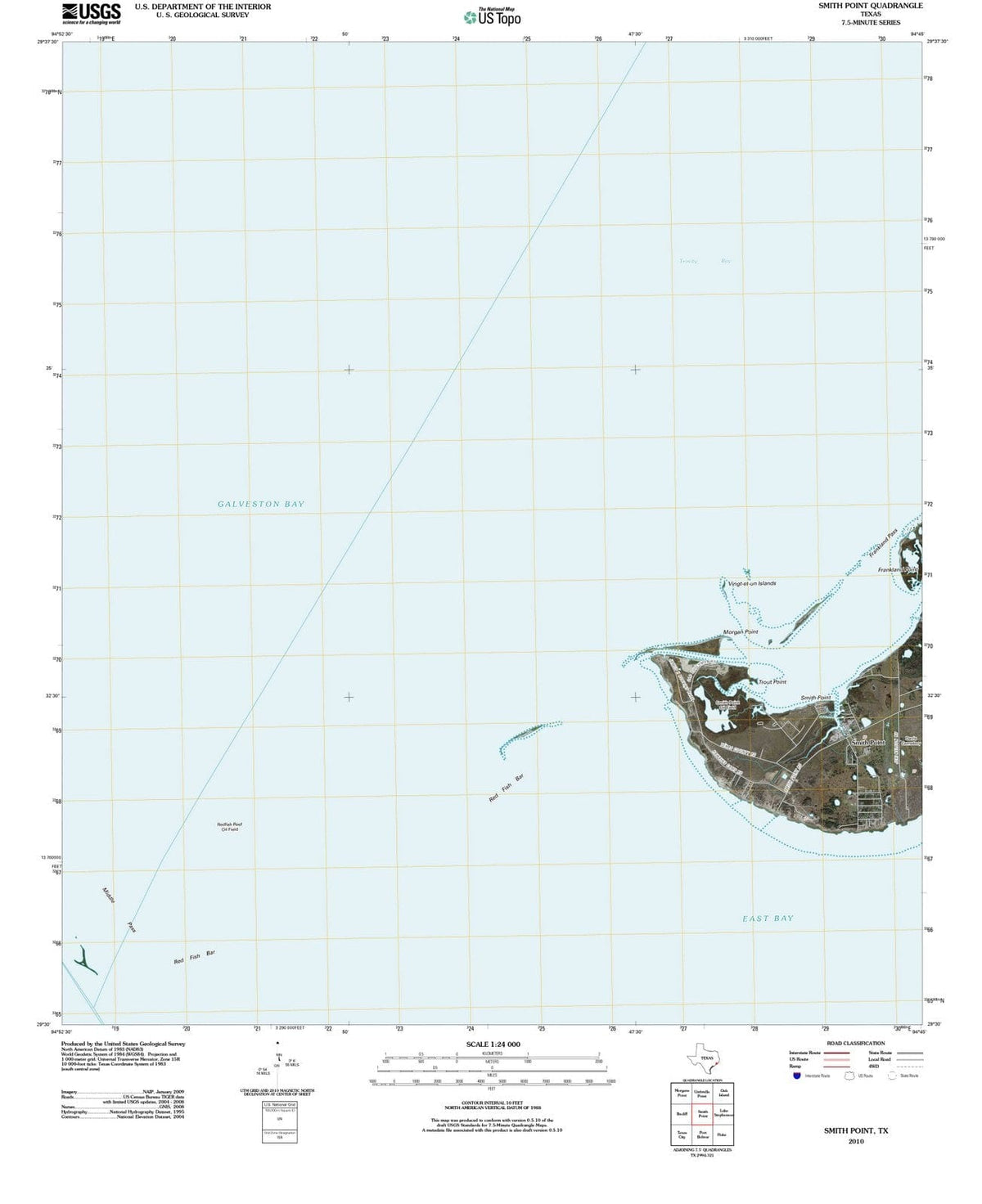 2010 Smith Point, TX - Texas - USGS Topographic Map