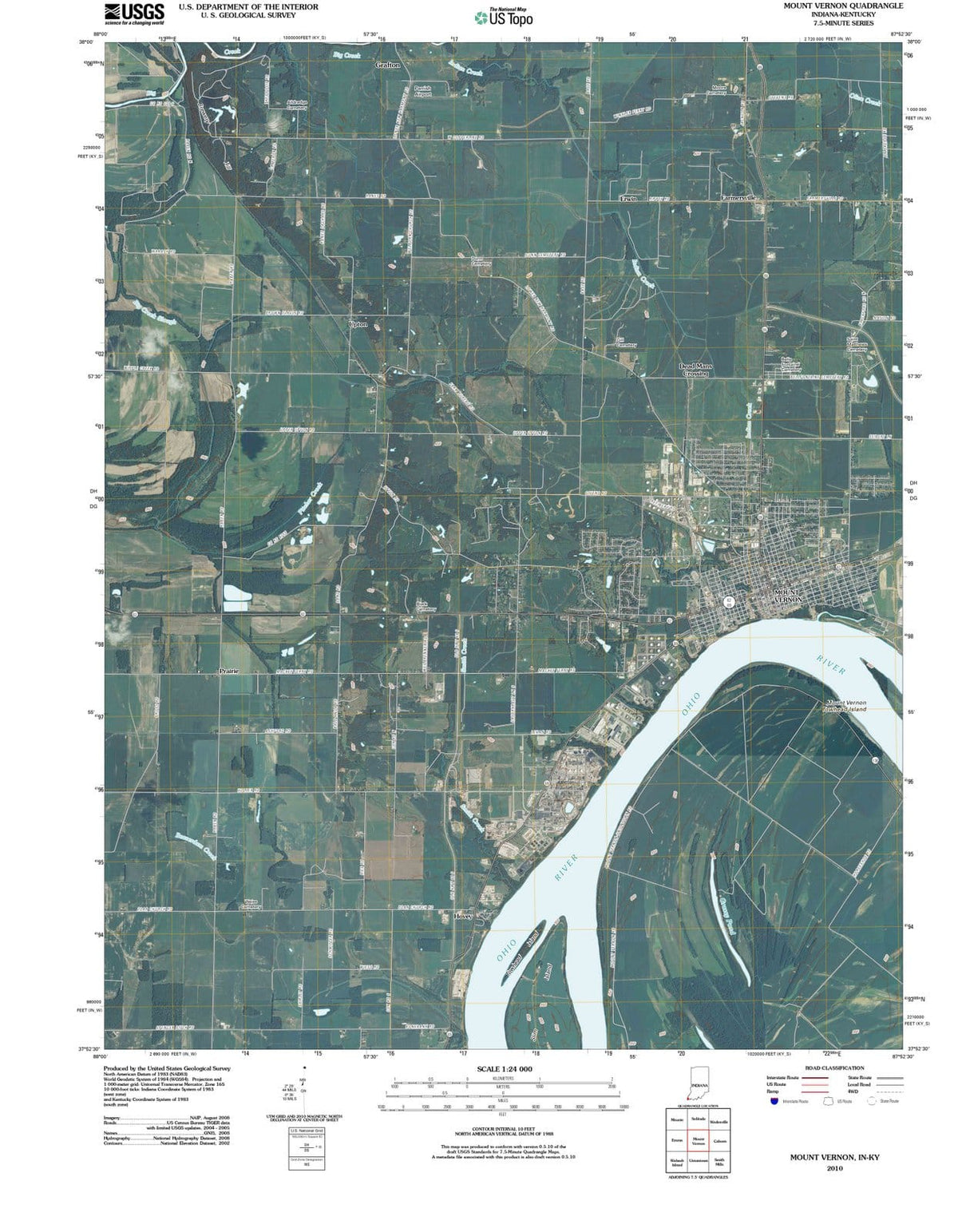2010 Mount Vernon, in - Indiana - USGS Topographic Map