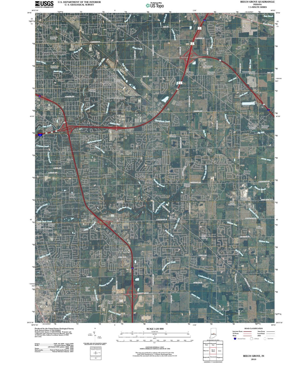 2010 Beech Grove, in - Indiana - USGS Topographic Map