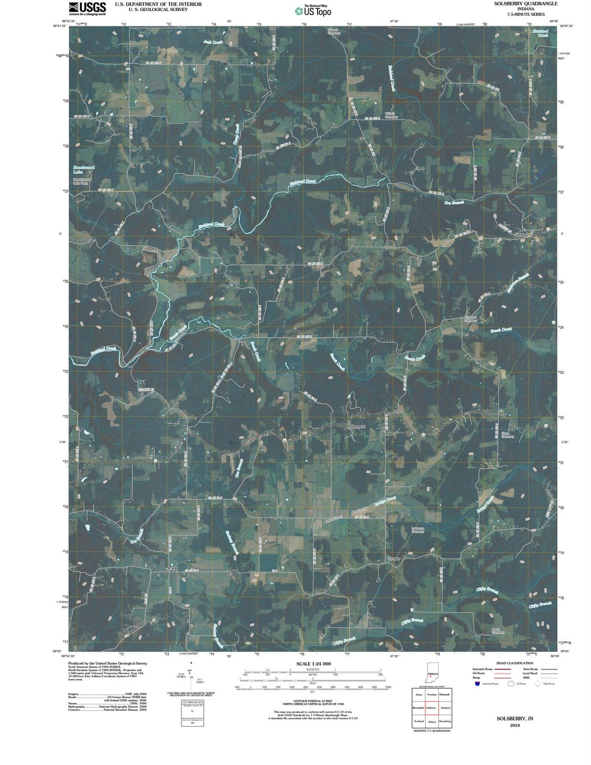 2010 Solsberry, in - Indiana - USGS Topographic Map