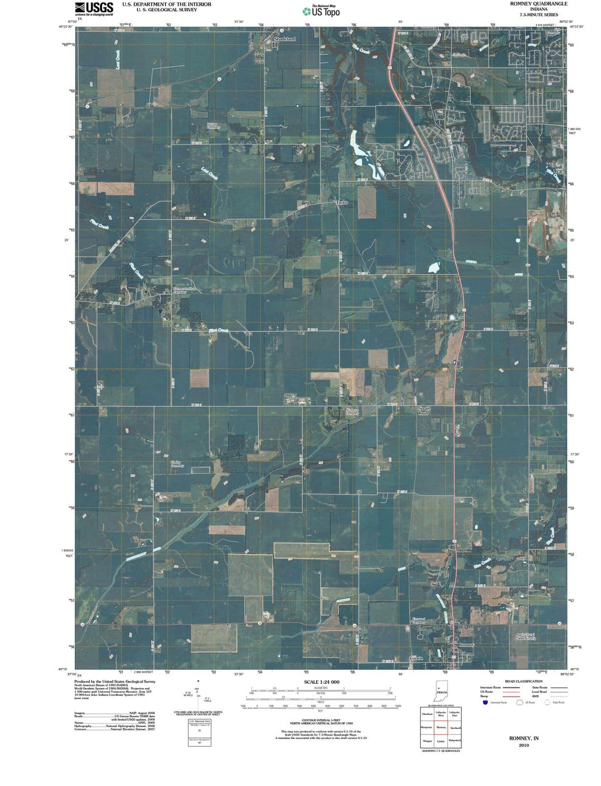 2010 Romney, in - Indiana - USGS Topographic Map