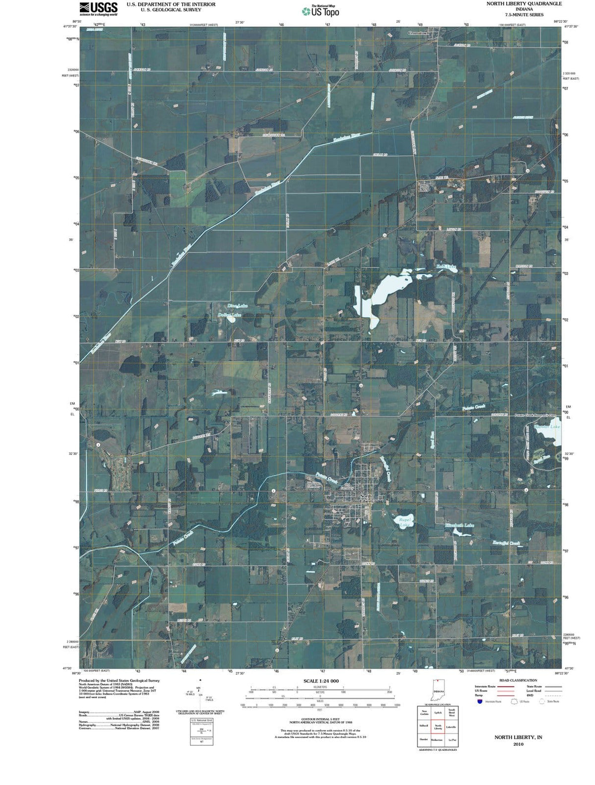 2010 North Liberty, in - Indiana - USGS Topographic Map