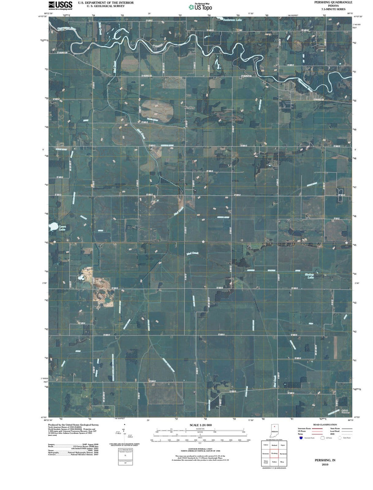 2010 Pershing, in - Indiana - USGS Topographic Map