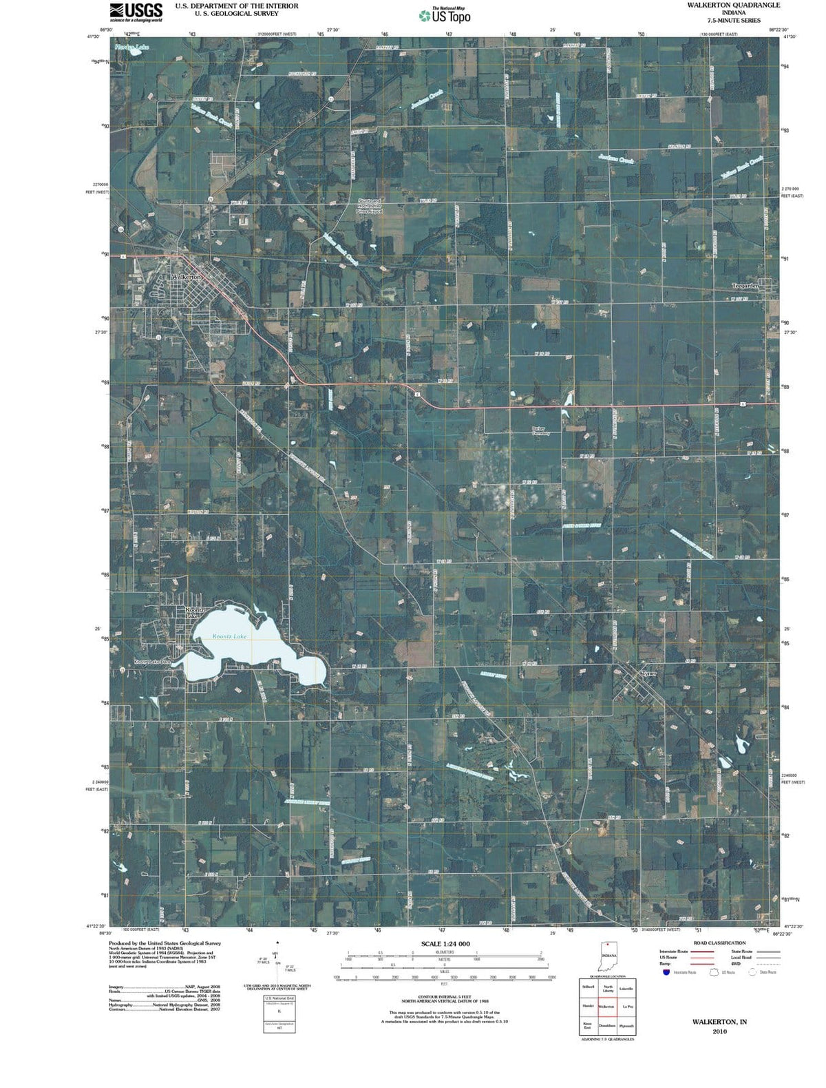 2010 Walkerton, in - Indiana - USGS Topographic Map