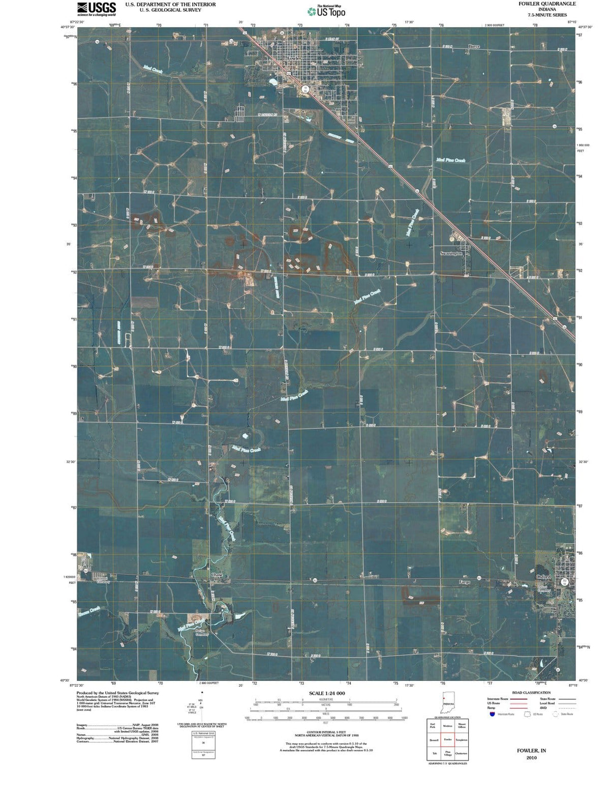 2010 Fowler, in - Indiana - USGS Topographic Map