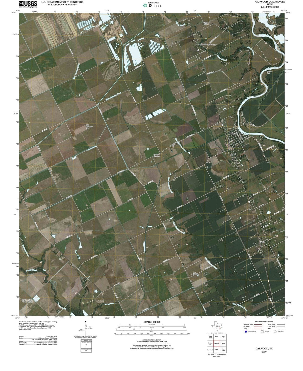 2010 Garwood, TX - Texas - USGS Topographic Map