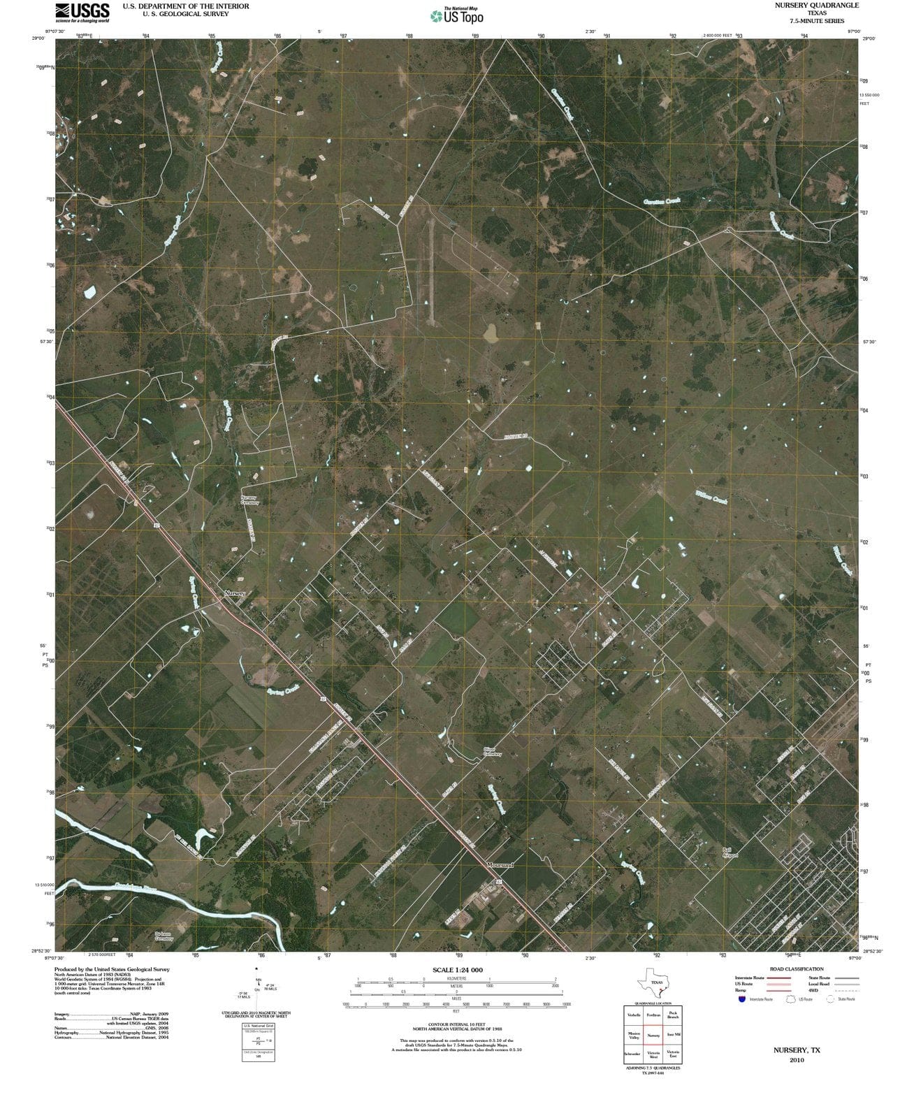 2010 Nursery, TX - Texas - USGS Topographic Map