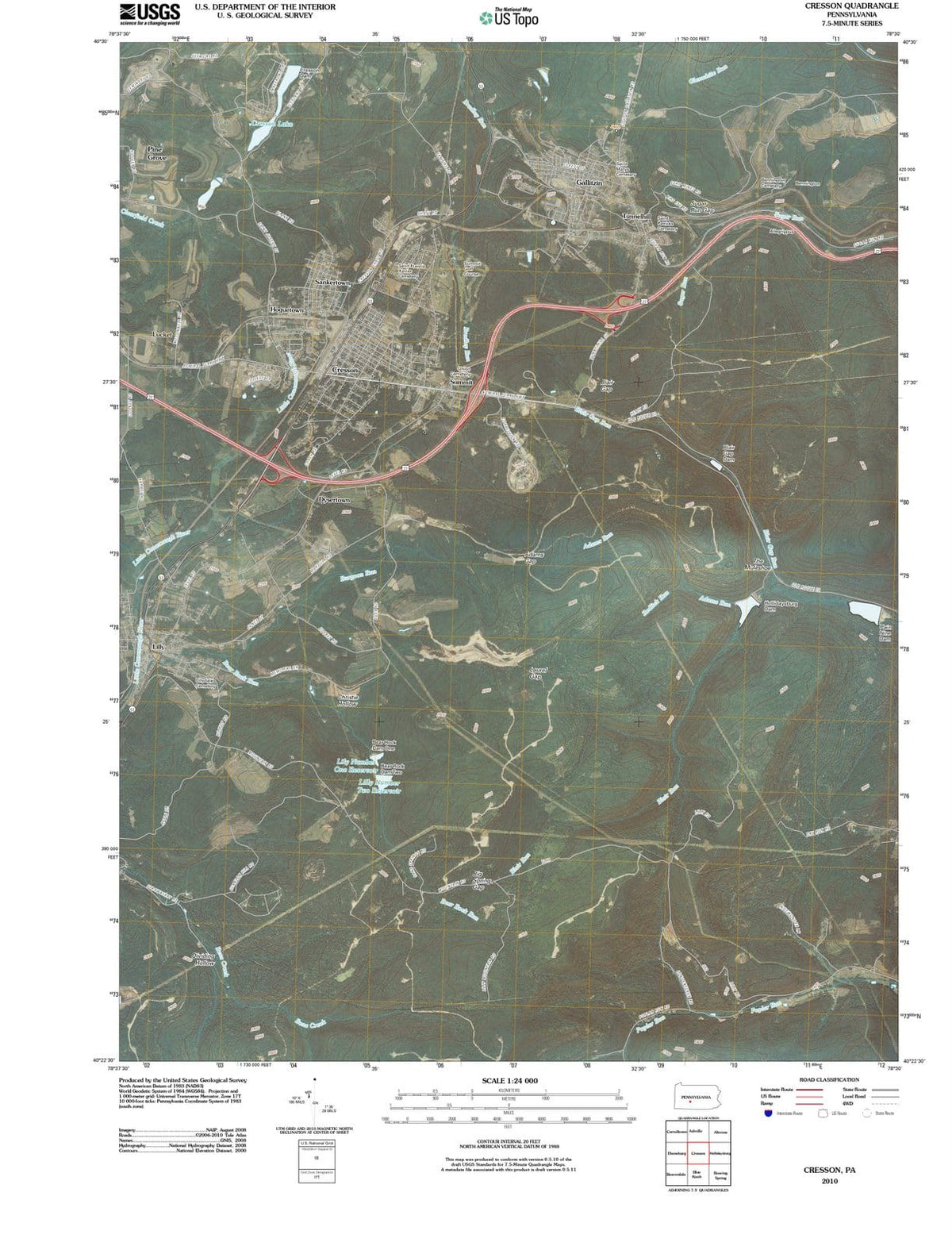 2010 Cresson, PA - Pennsylvania - USGS Topographic Map