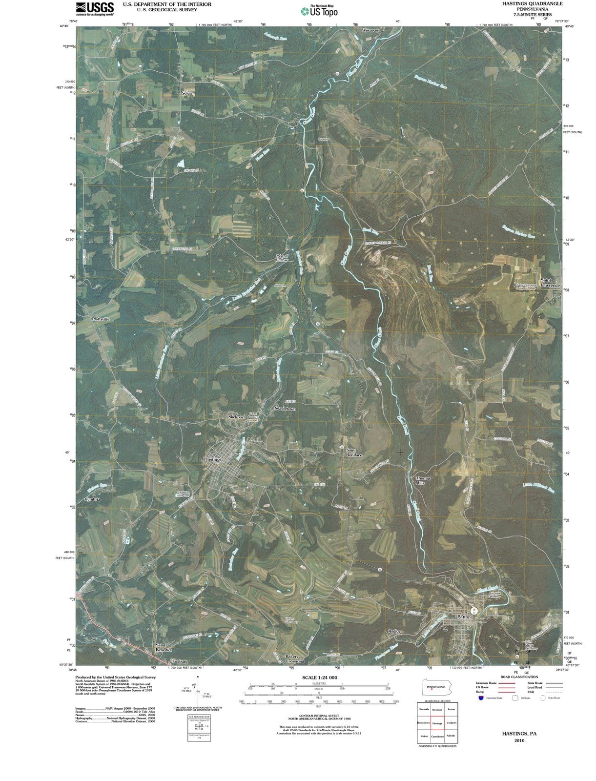 2010 Hastings, PA - Pennsylvania - USGS Topographic Map
