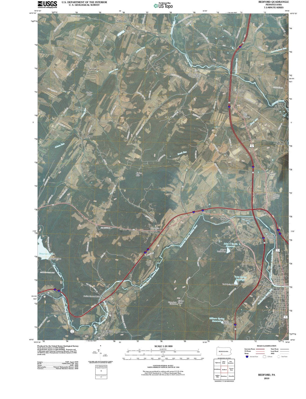 2010 Bedford, PA - Pennsylvania - USGS Topographic Map
