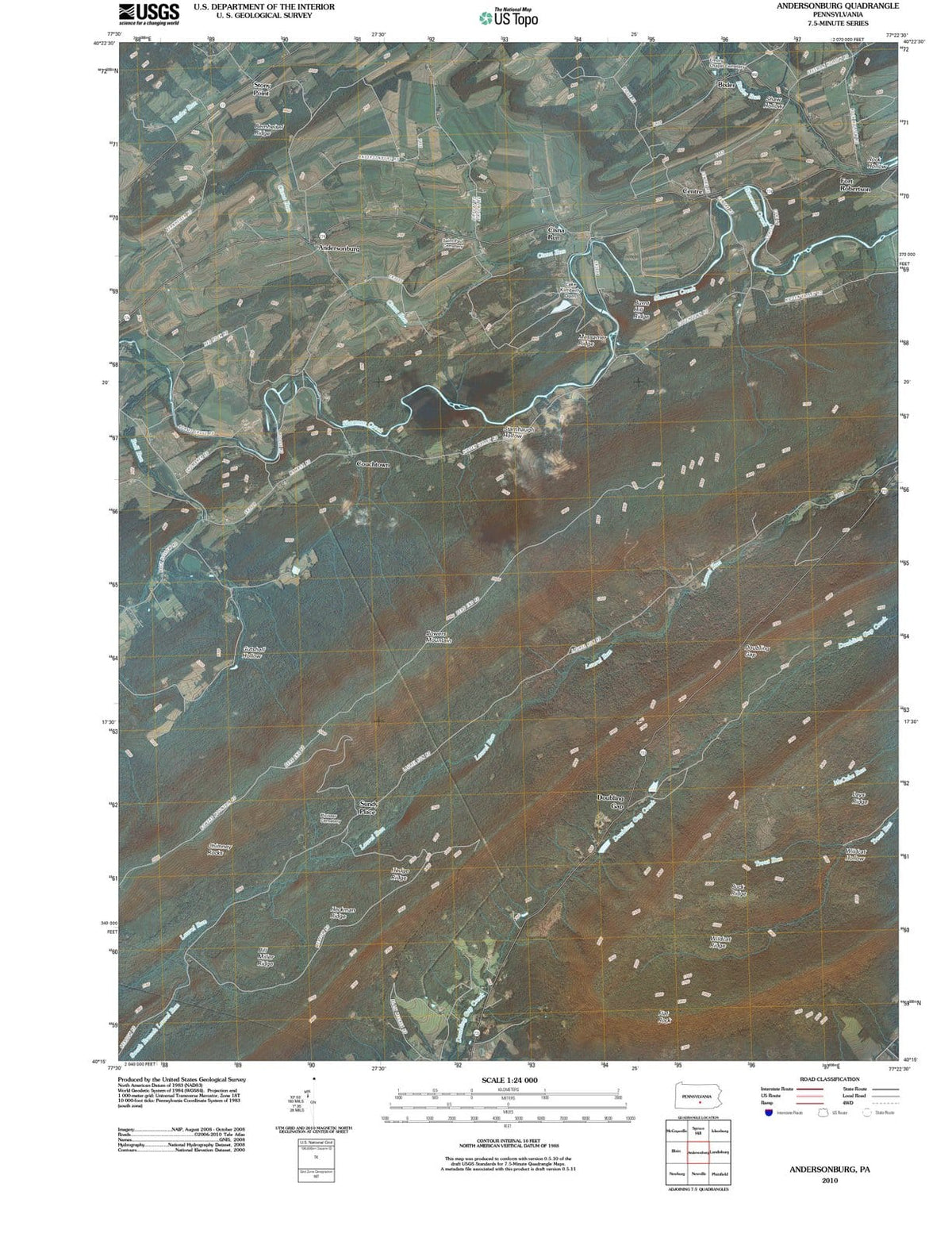 2010 Andersonburg, PA - Pennsylvania - USGS Topographic Map