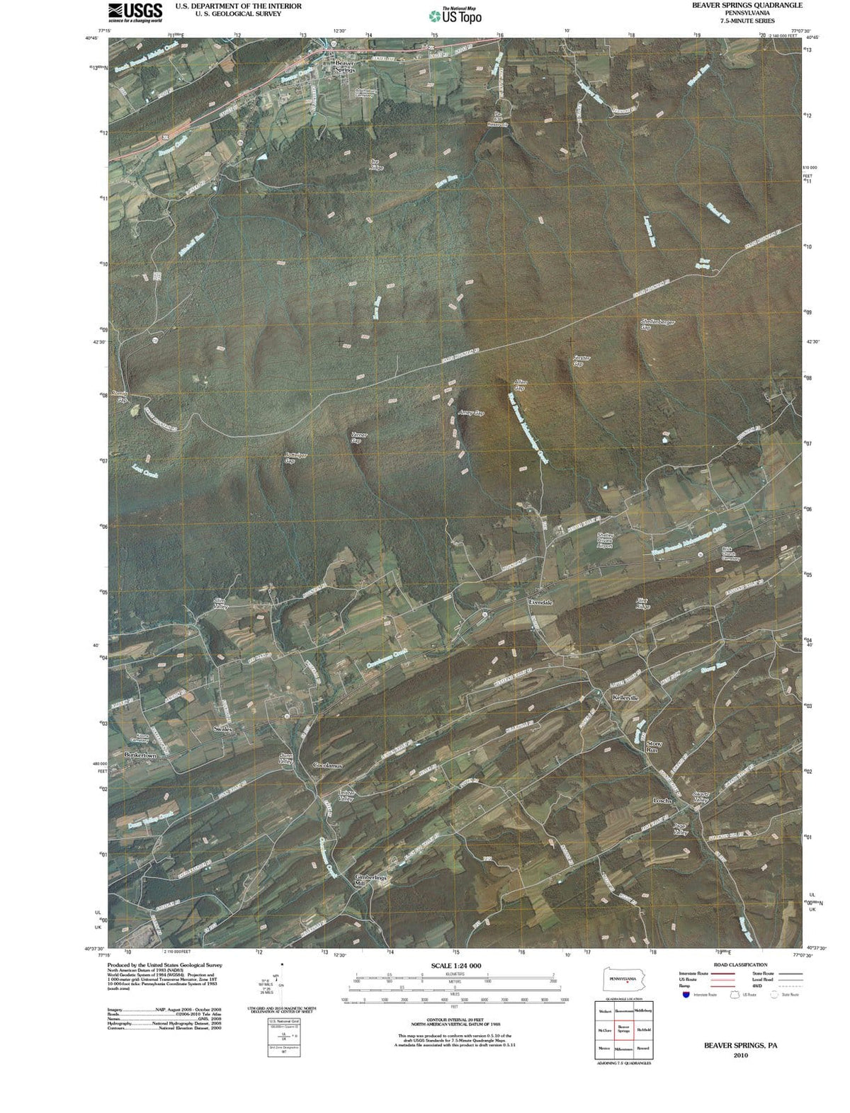 2010 Beaver Springs, PA - Pennsylvania - USGS Topographic Map