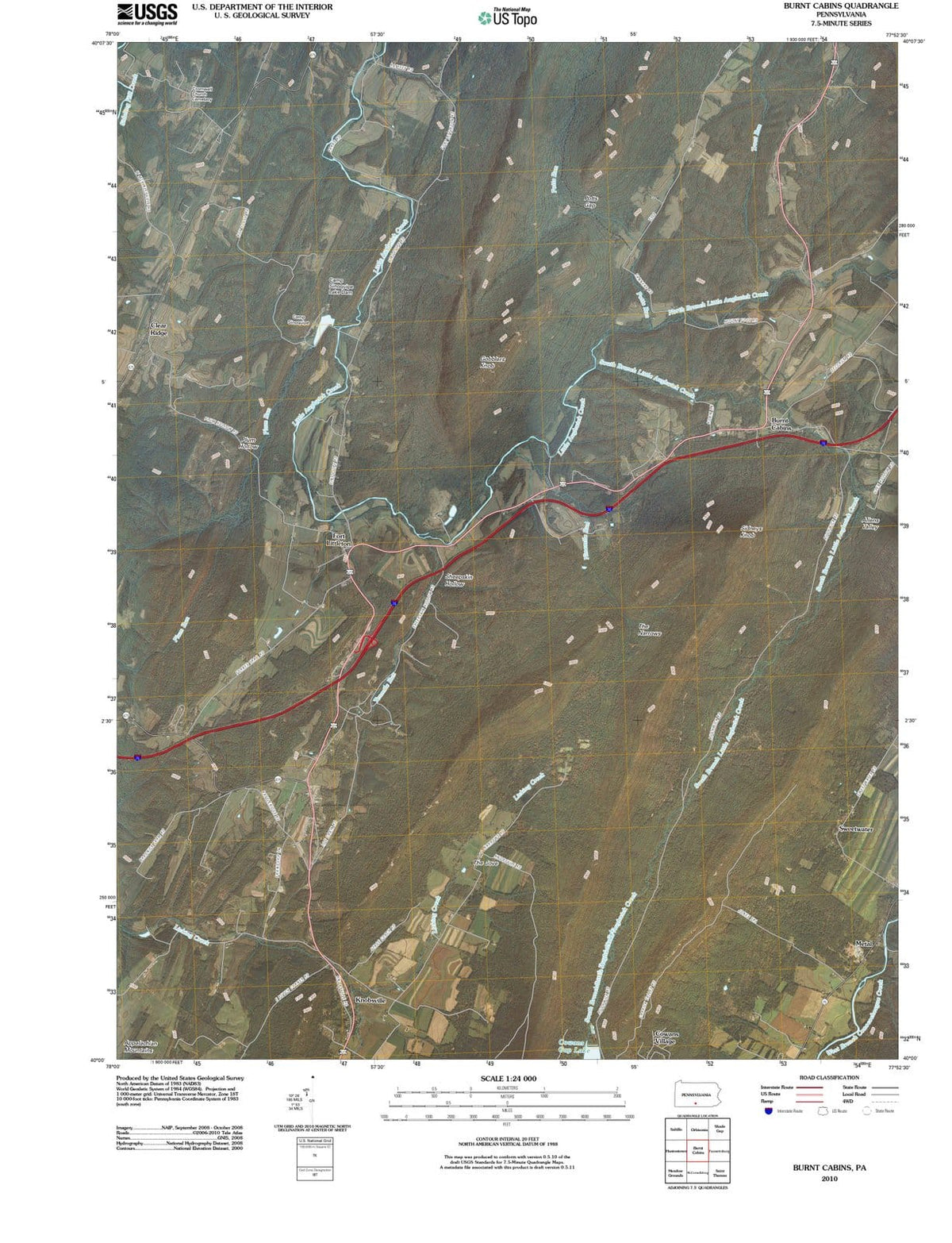 2010 Burnt Cabins, PA - Pennsylvania - USGS Topographic Map