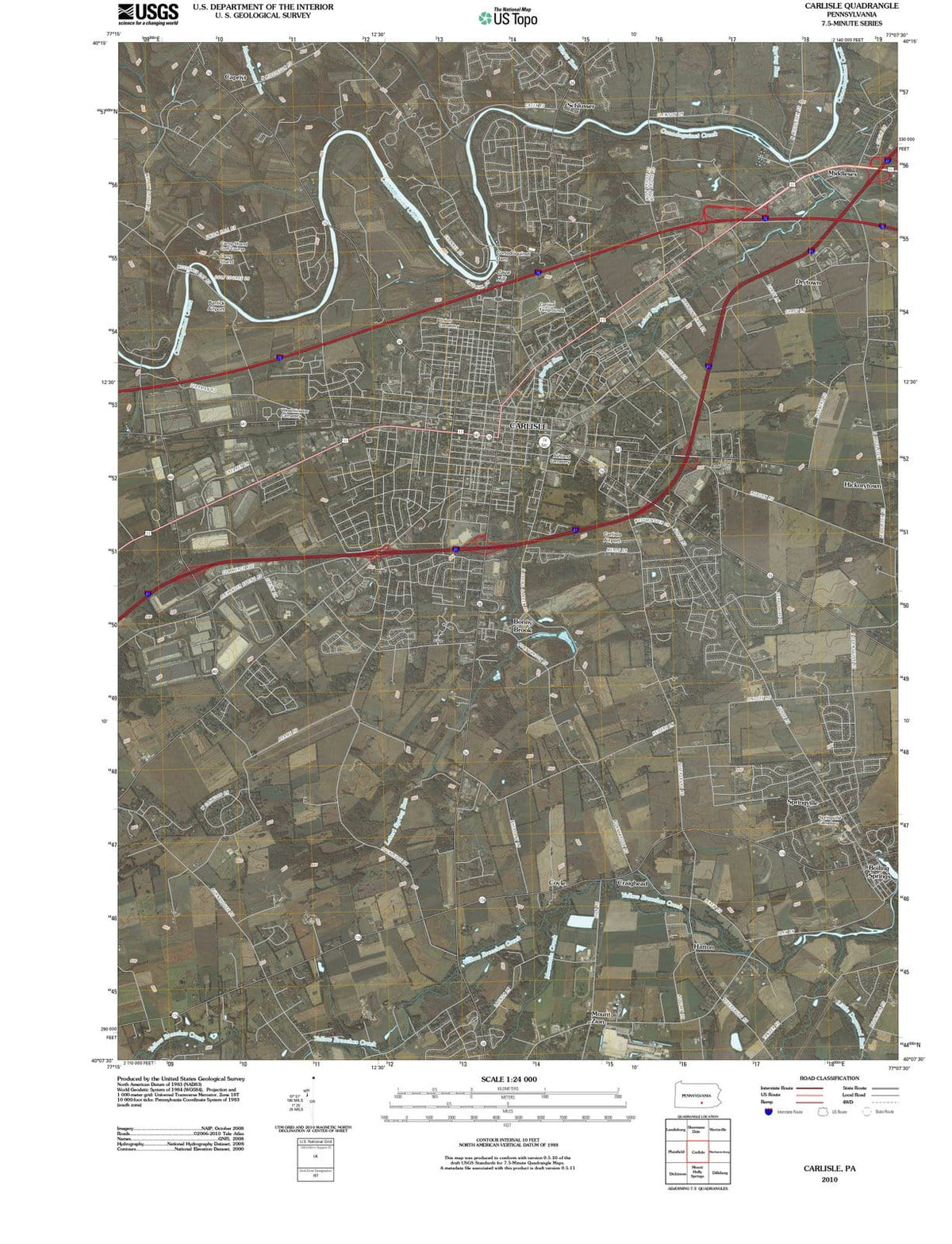 2010 Carlisle, PA - Pennsylvania - USGS Topographic Map