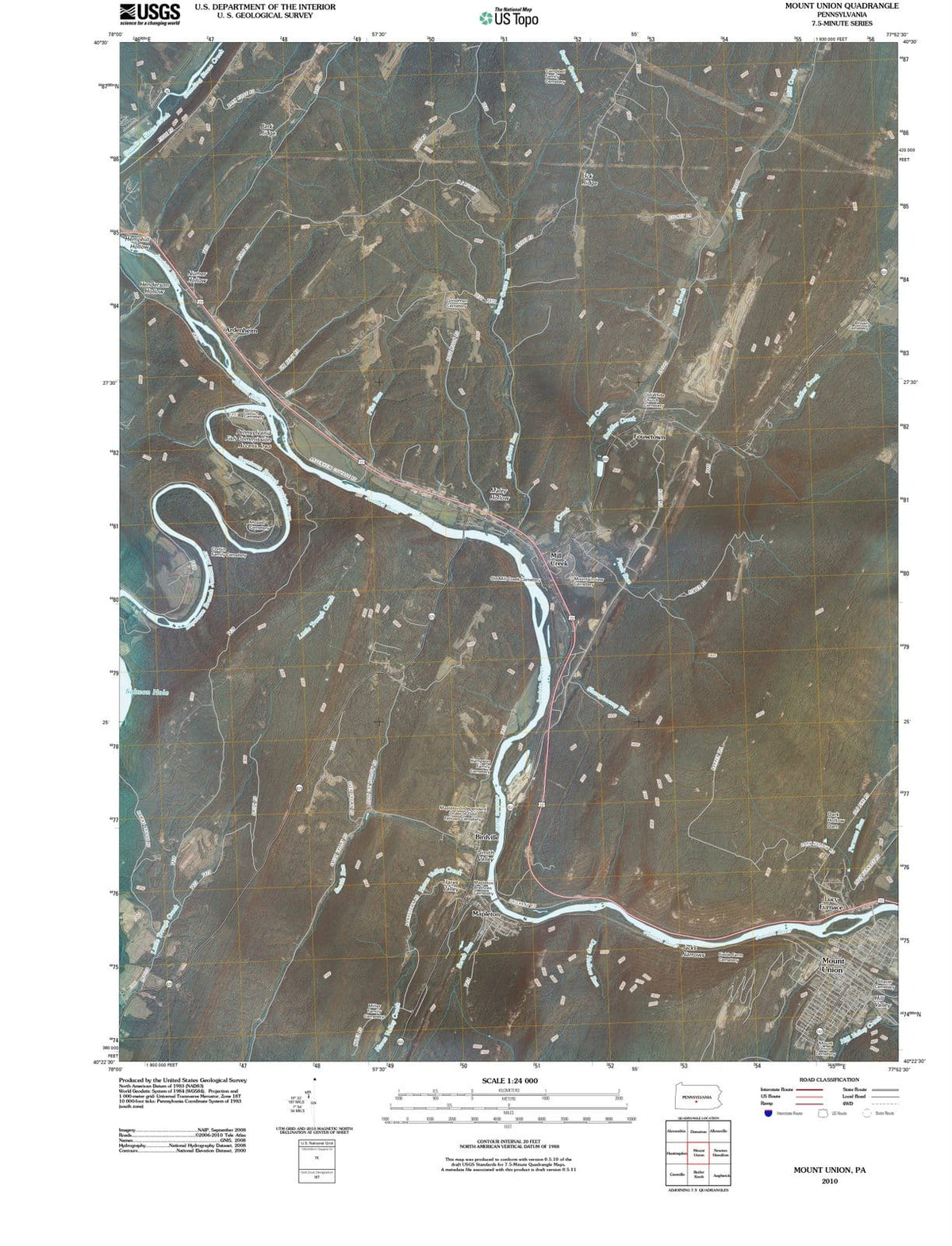 2010 Mount Union, PA - Pennsylvania - USGS Topographic Map