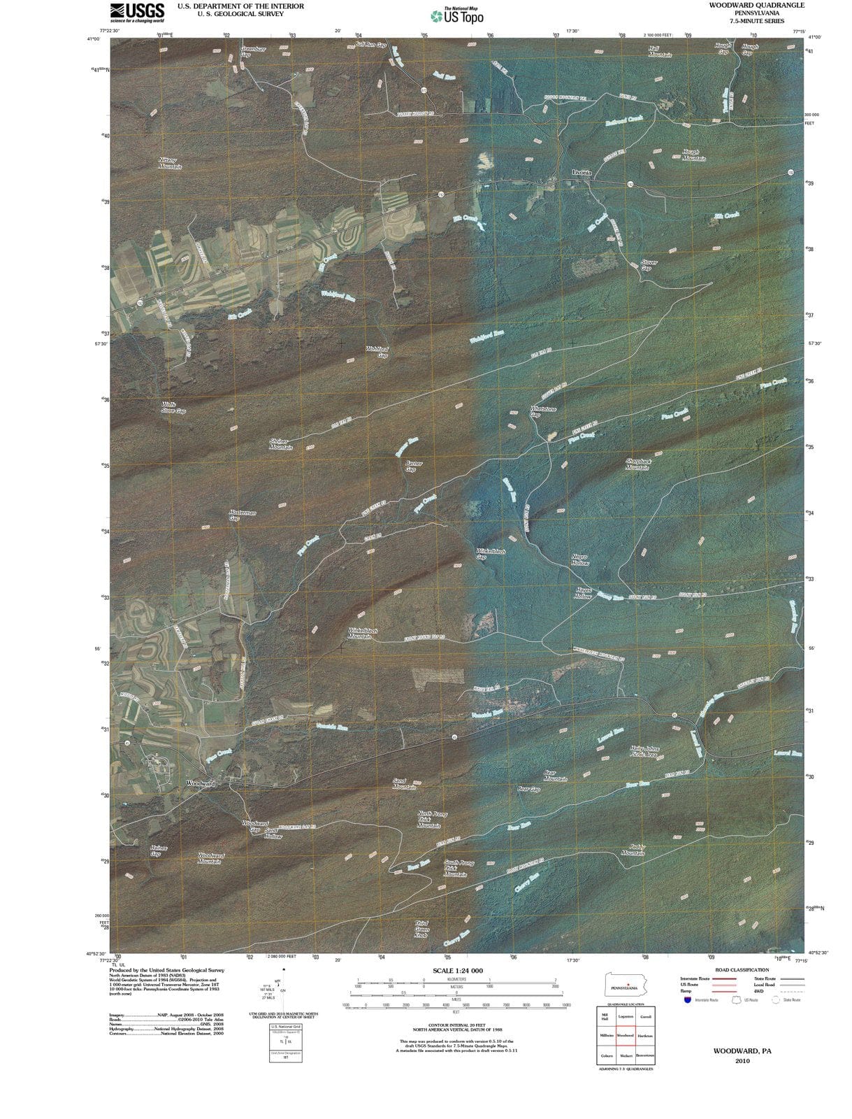 2010 Woodward, PA - Pennsylvania - USGS Topographic Map