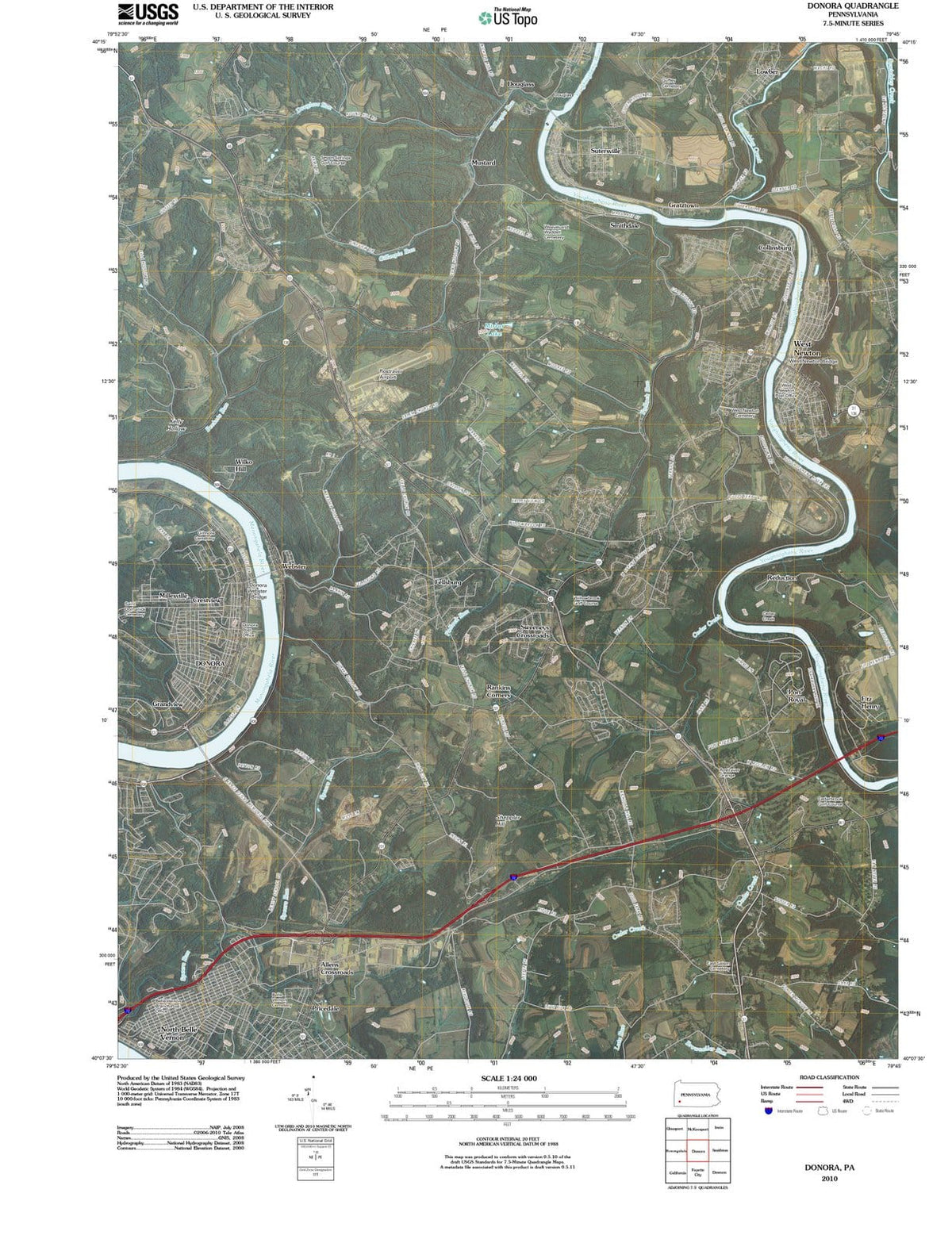 2010 Donora, PA - Pennsylvania - USGS Topographic Map