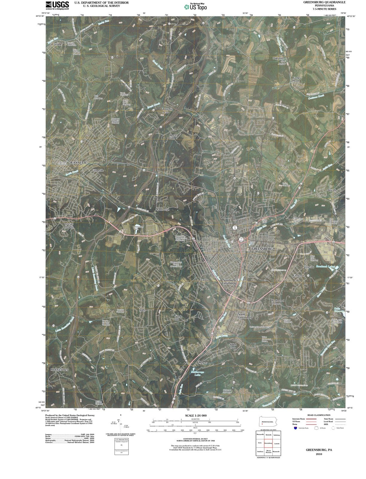 2010 Greensburg, PA - Pennsylvania - USGS Topographic Map