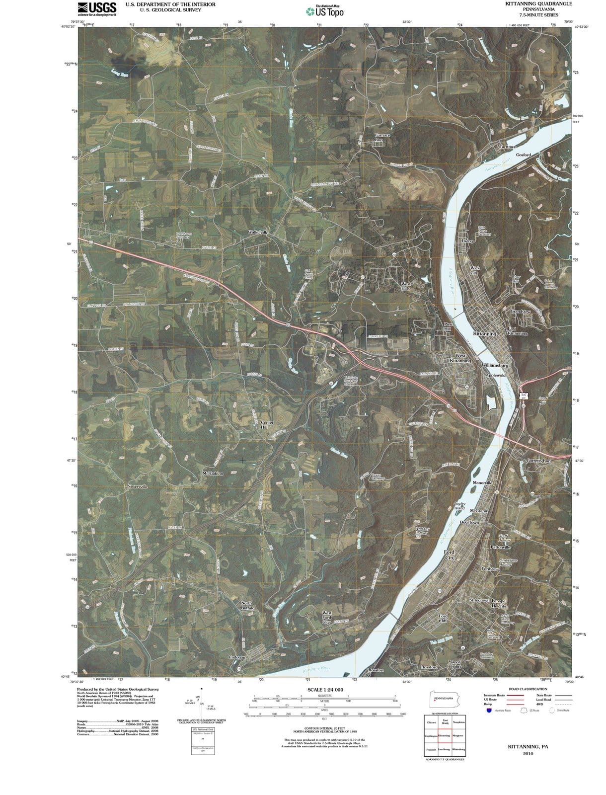 2010 Kittanning, PA - Pennsylvania - USGS Topographic Map