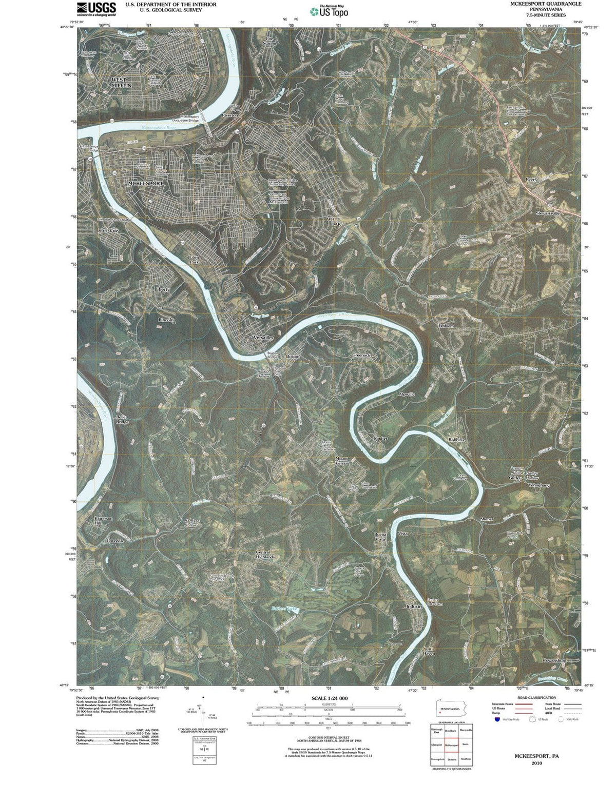 2010 McKeesport, PA - Pennsylvania - USGS Topographic Map