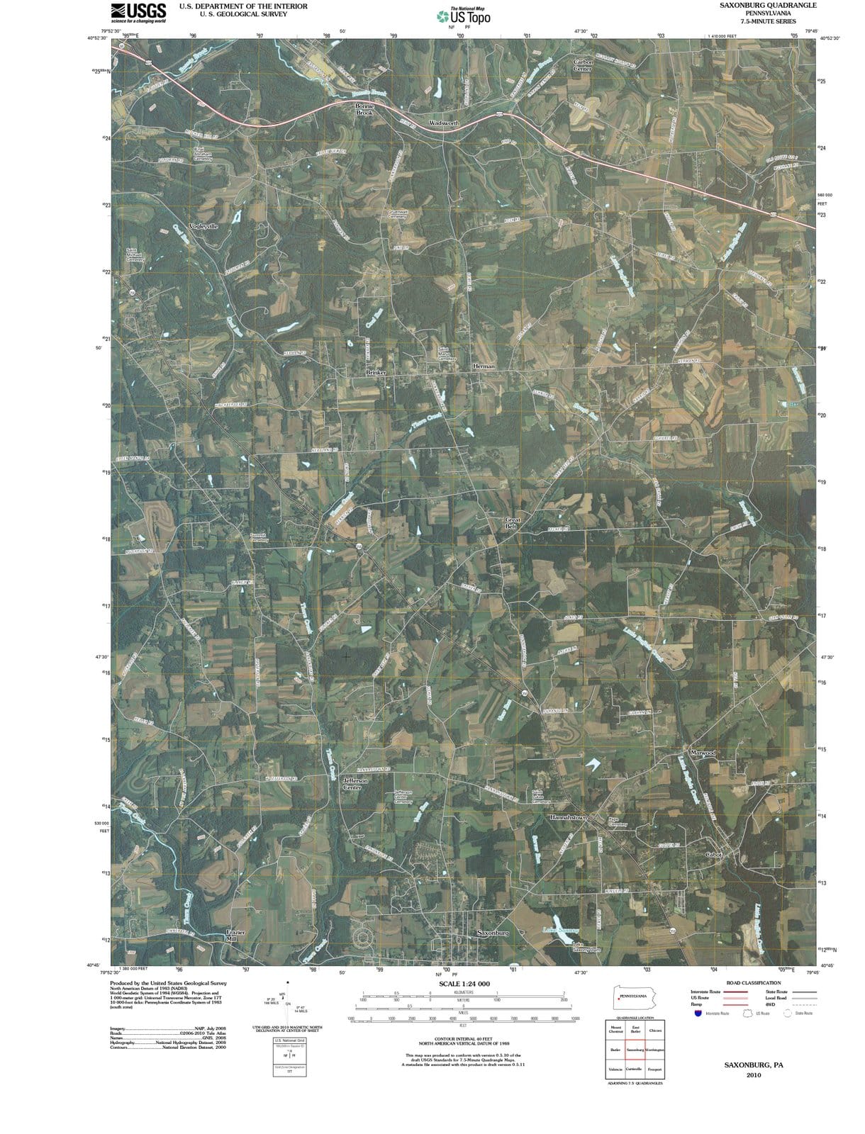 2010 Saxonburg, PA - Pennsylvania - USGS Topographic Map