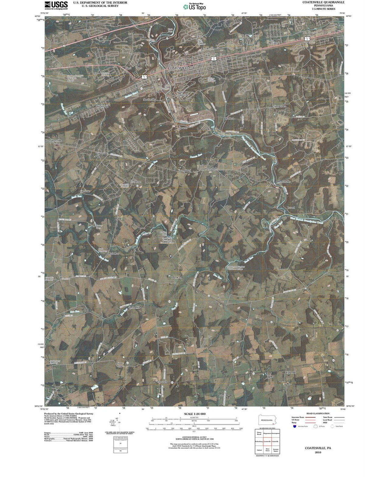 2010 Coatesville, PA - Pennsylvania - USGS Topographic Map