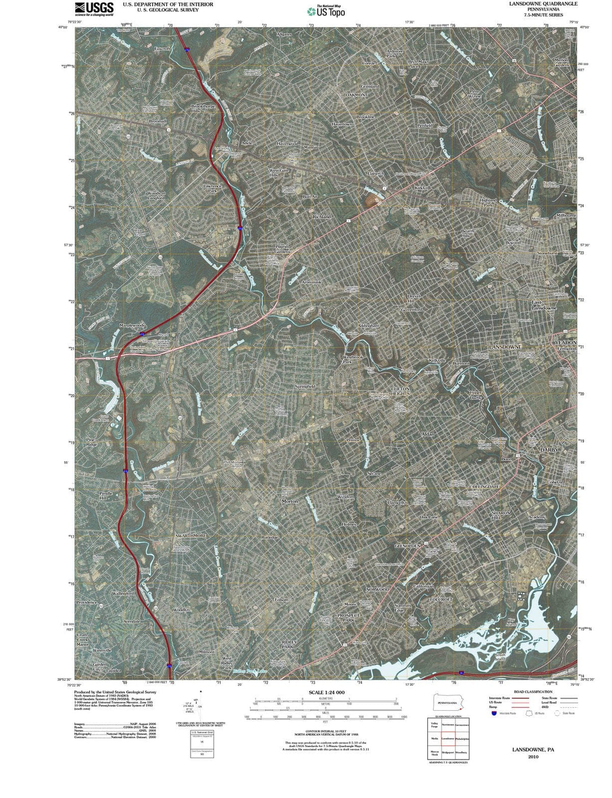 2010 Lansdowne, PA - Pennsylvania - USGS Topographic Map