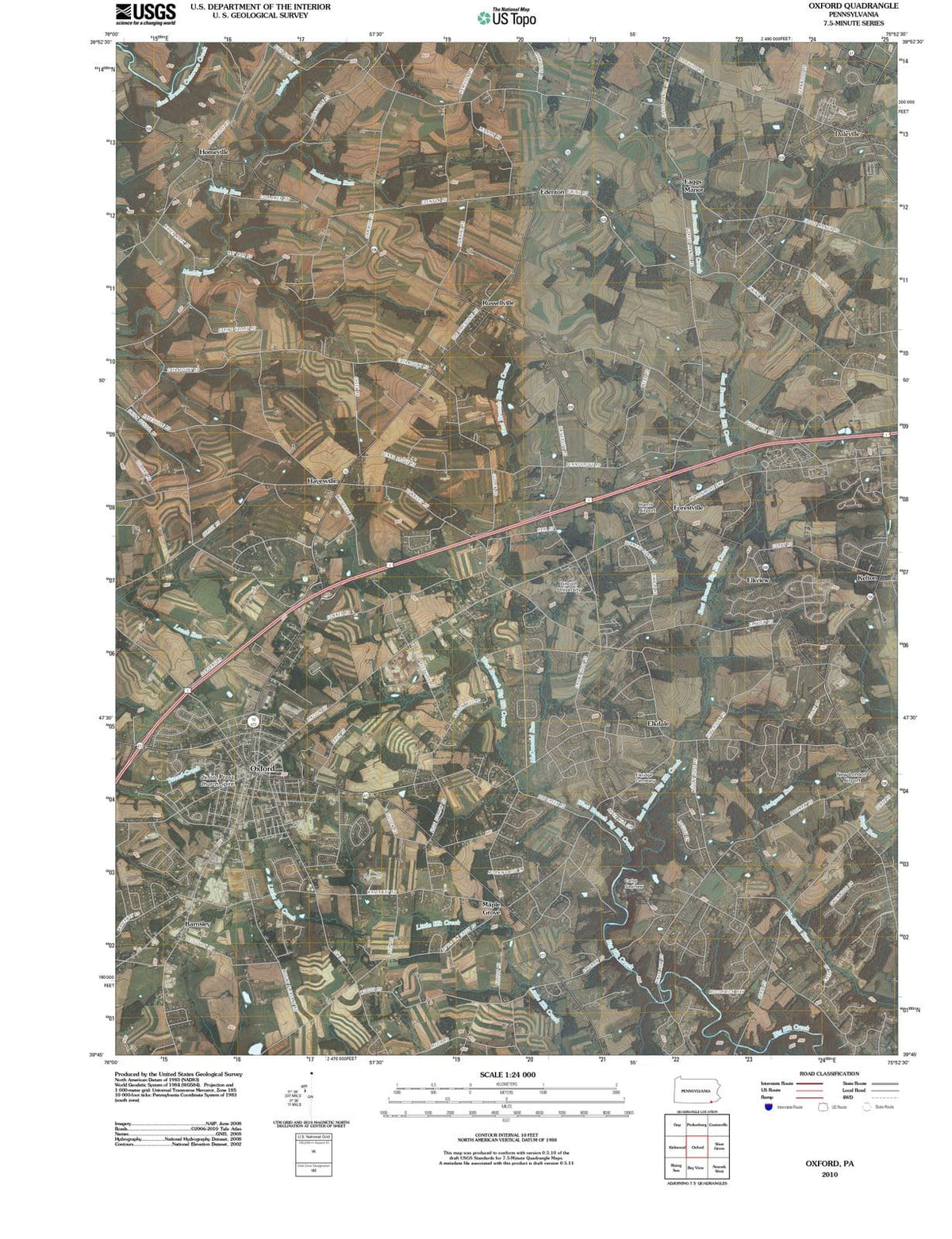 2010 Oxford, PA - Pennsylvania - USGS Topographic Map