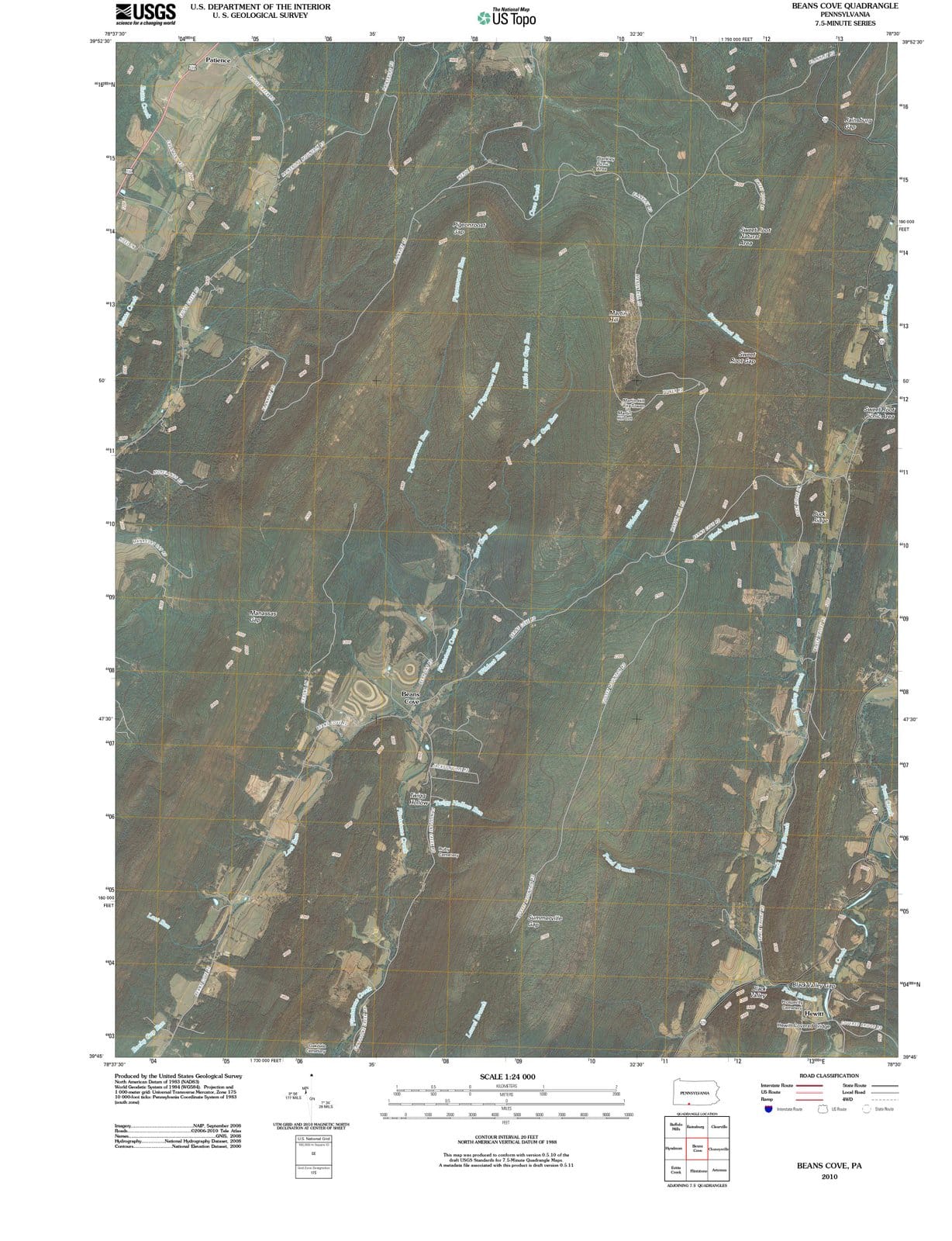 2010 Beans Cove, PA - Pennsylvania - USGS Topographic Map