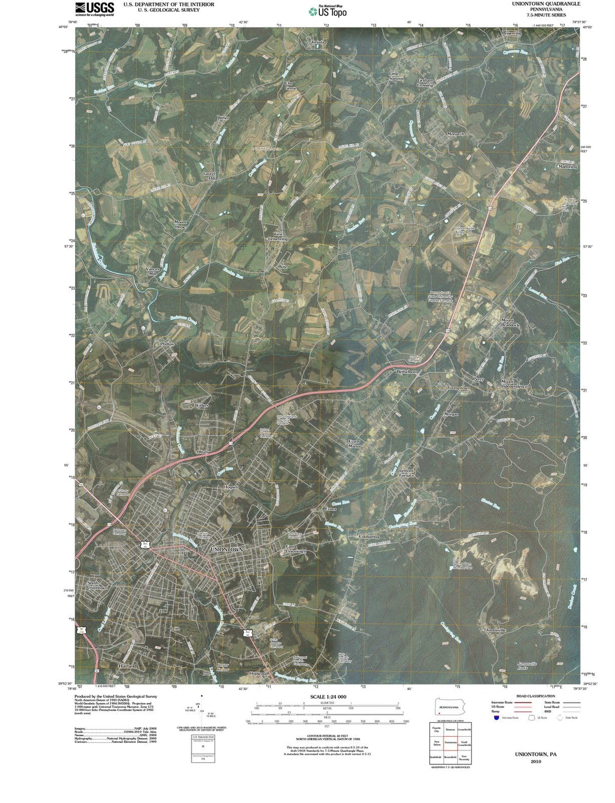 2010 Uniontown, PA - Pennsylvania - USGS Topographic Map