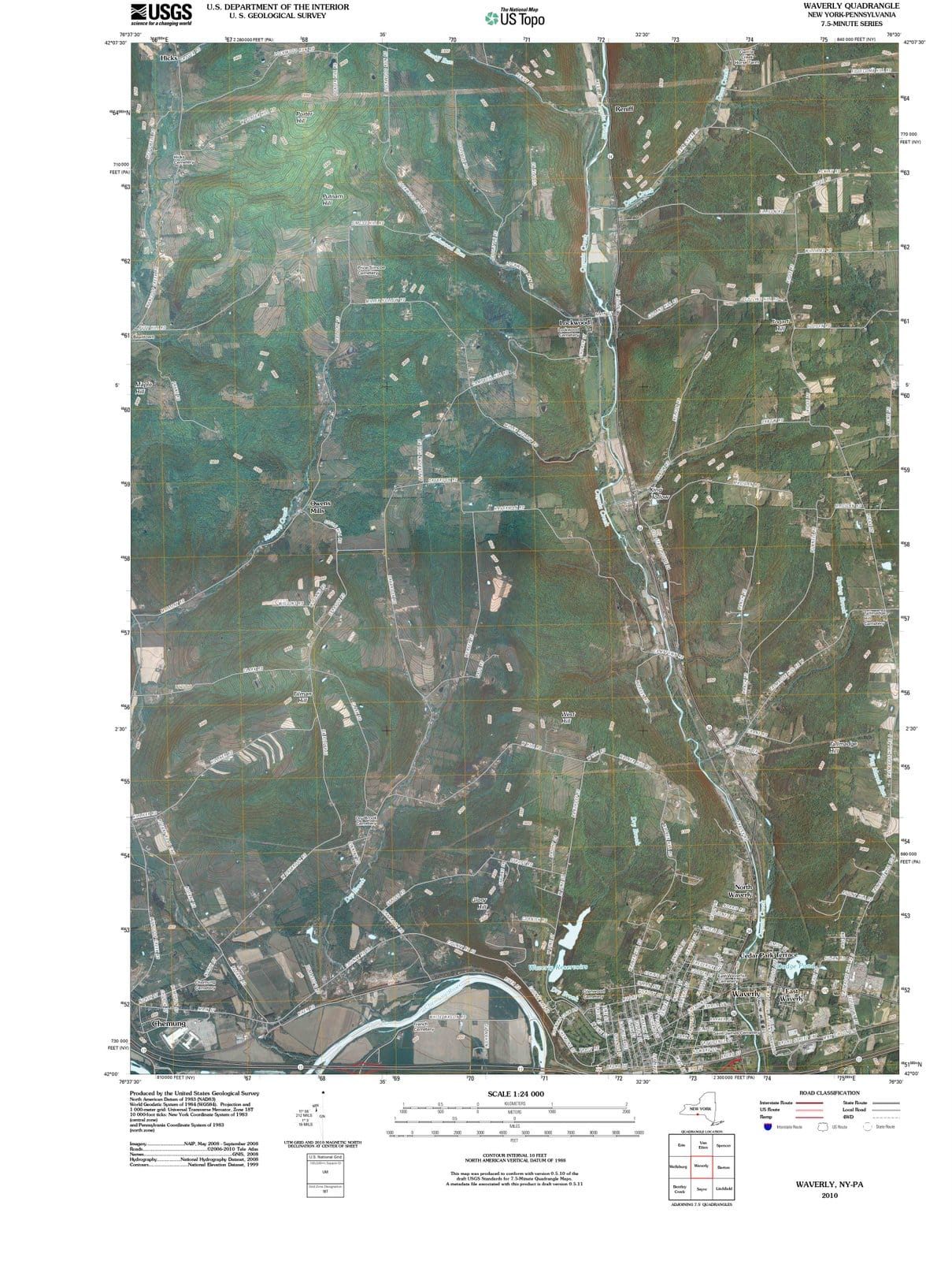 2010 Waverly, NY - New York - USGS Topographic Map