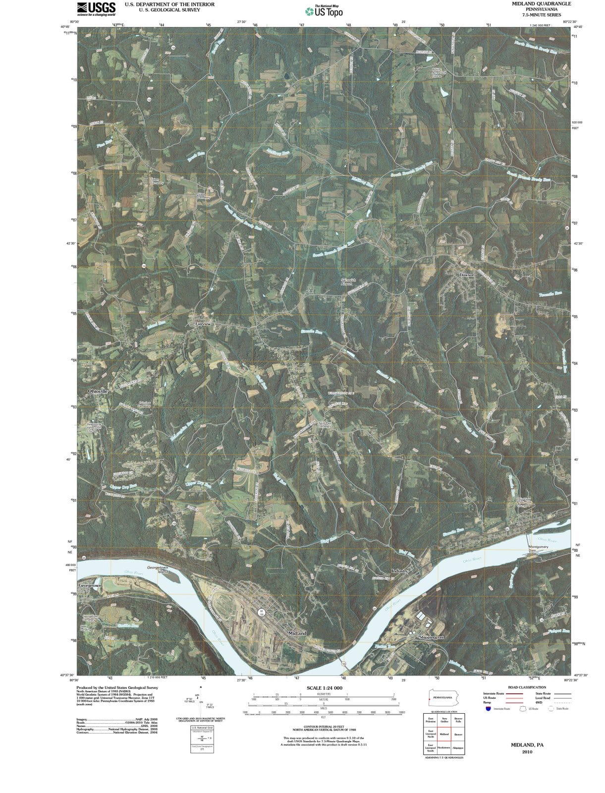 2010 Midland, PA - Pennsylvania - USGS Topographic Map