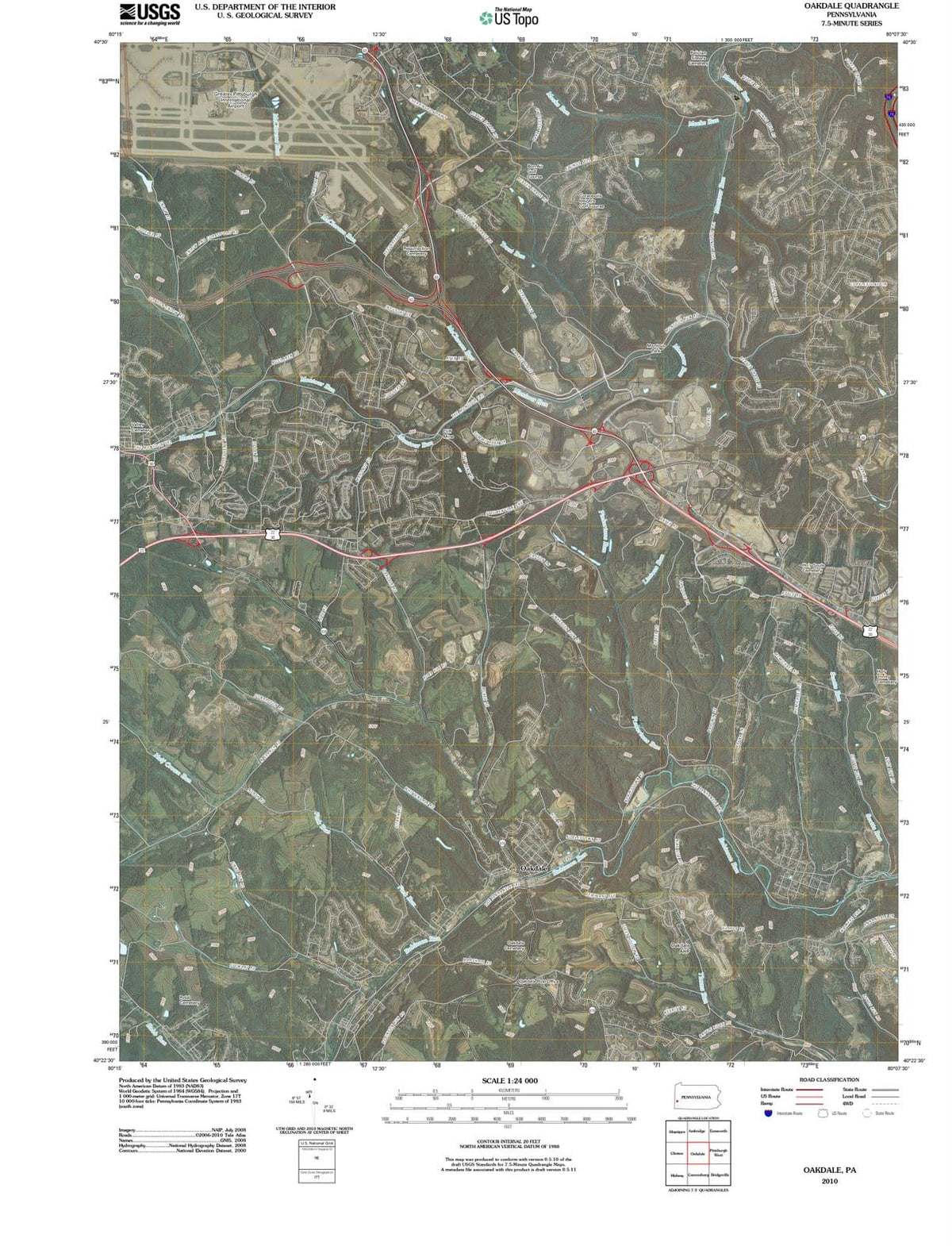 2010 Oakdale, PA - Pennsylvania - USGS Topographic Map