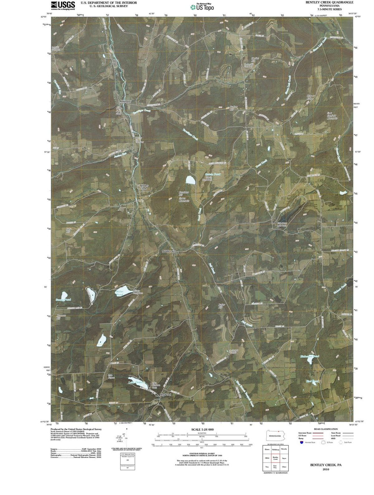 2010 Bentley Creek, PA - Pennsylvania - USGS Topographic Map