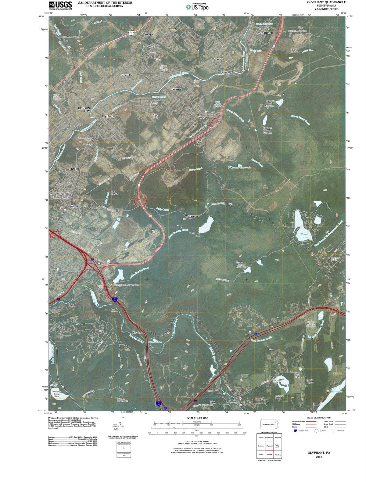 2010 Olyphant, PA - Pennsylvania - USGS Topographic Map