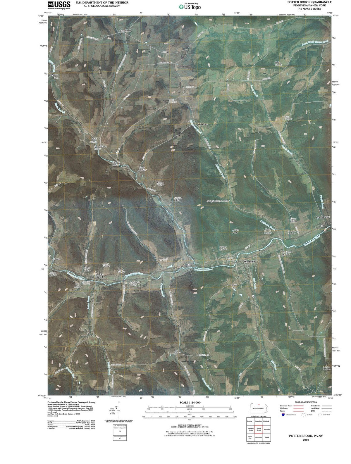 2010 Potter Brook, PA - Pennsylvania - USGS Topographic Map