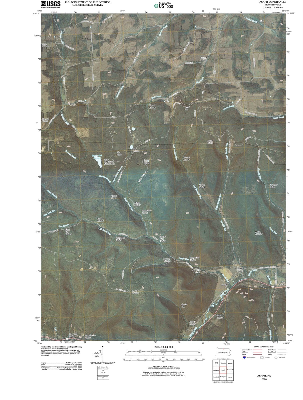 2010 Asaph, PA - Pennsylvania - USGS Topographic Map