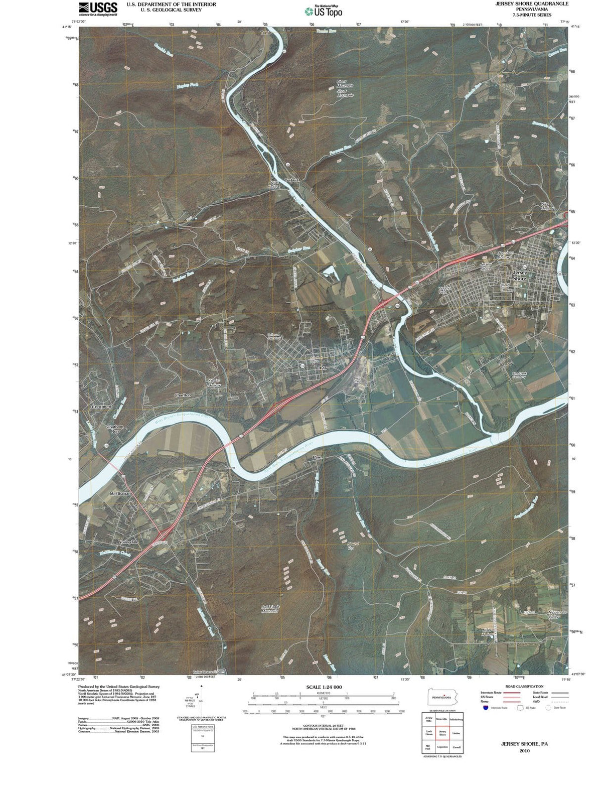 2010 Jersey Shore, PA - Pennsylvania - USGS Topographic Map